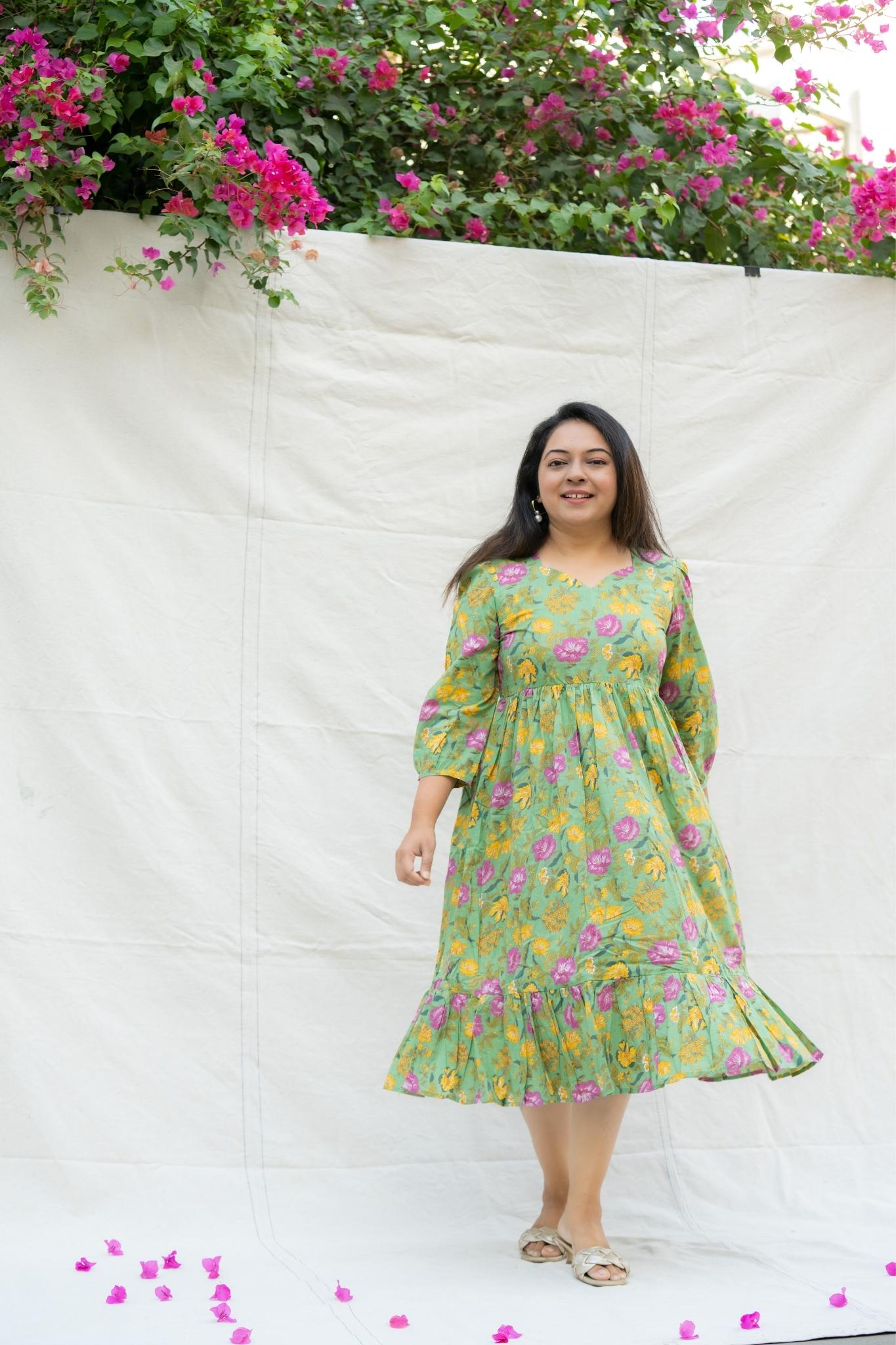 Raabta Green Cotton Dress