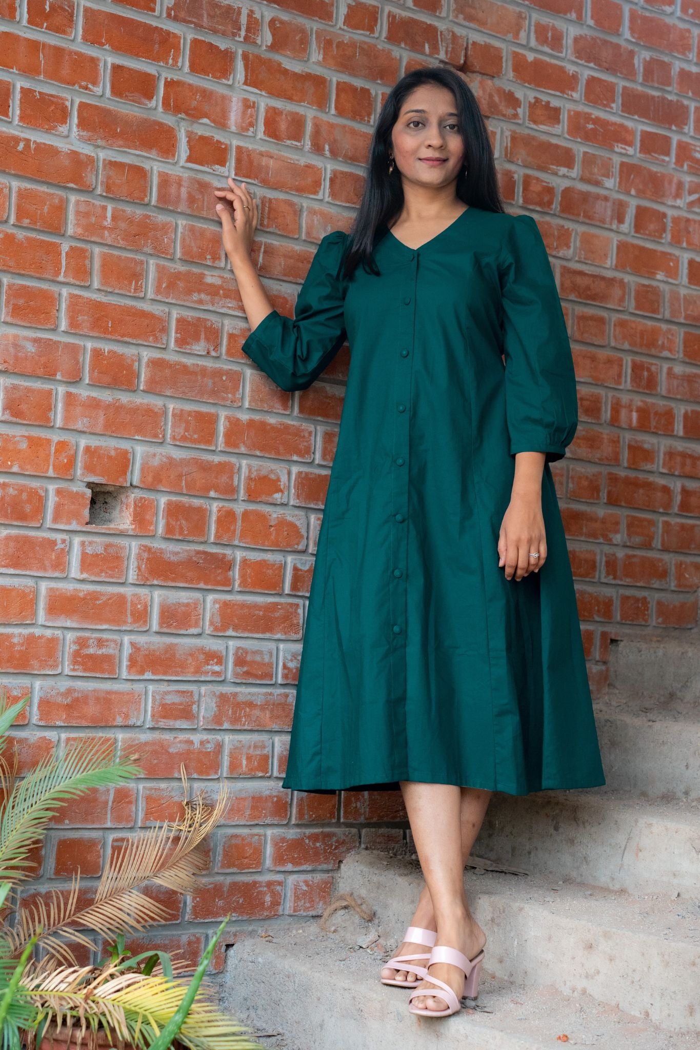 Desk to Dinner Teal Blue Poplin Cotton Dress