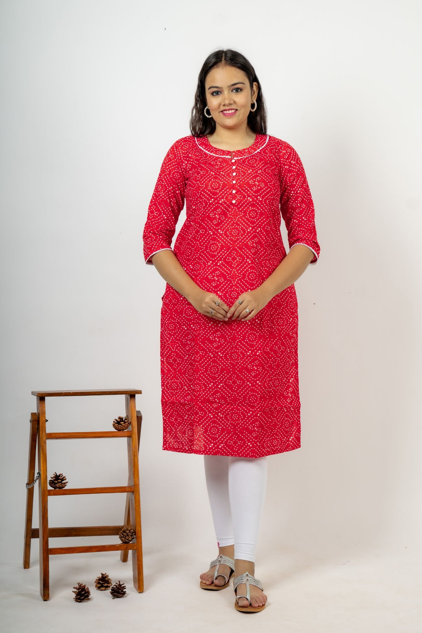 Zoya Red Maternity and Nursing Cotton Kurta