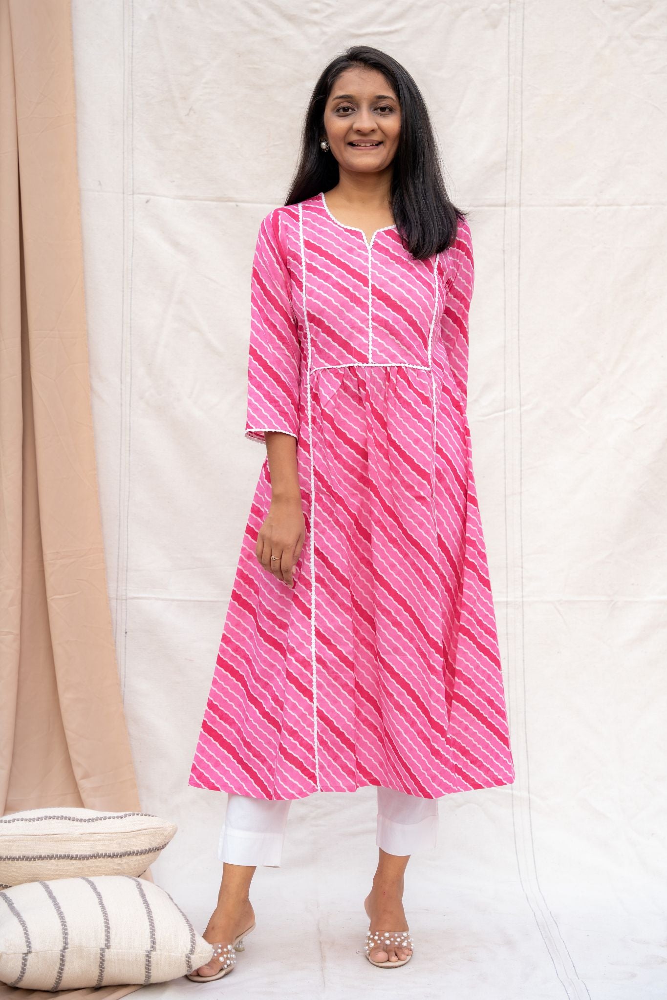 Aditi Pink Maternity and Nursing Cotton Kurta
