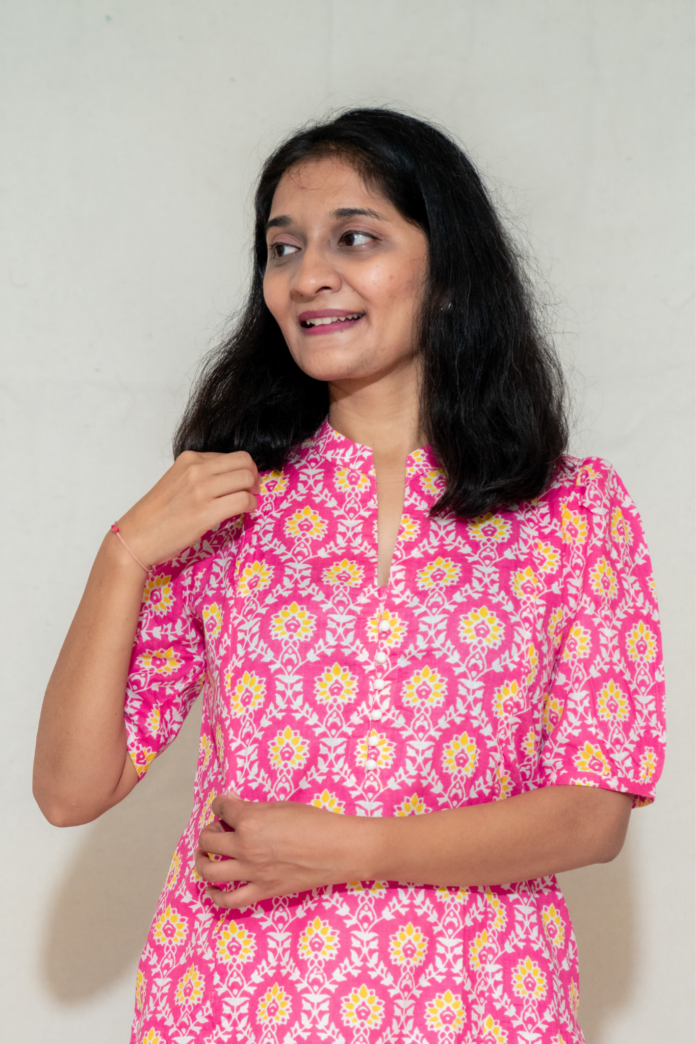 Pink Maternity Kurta With Zippers