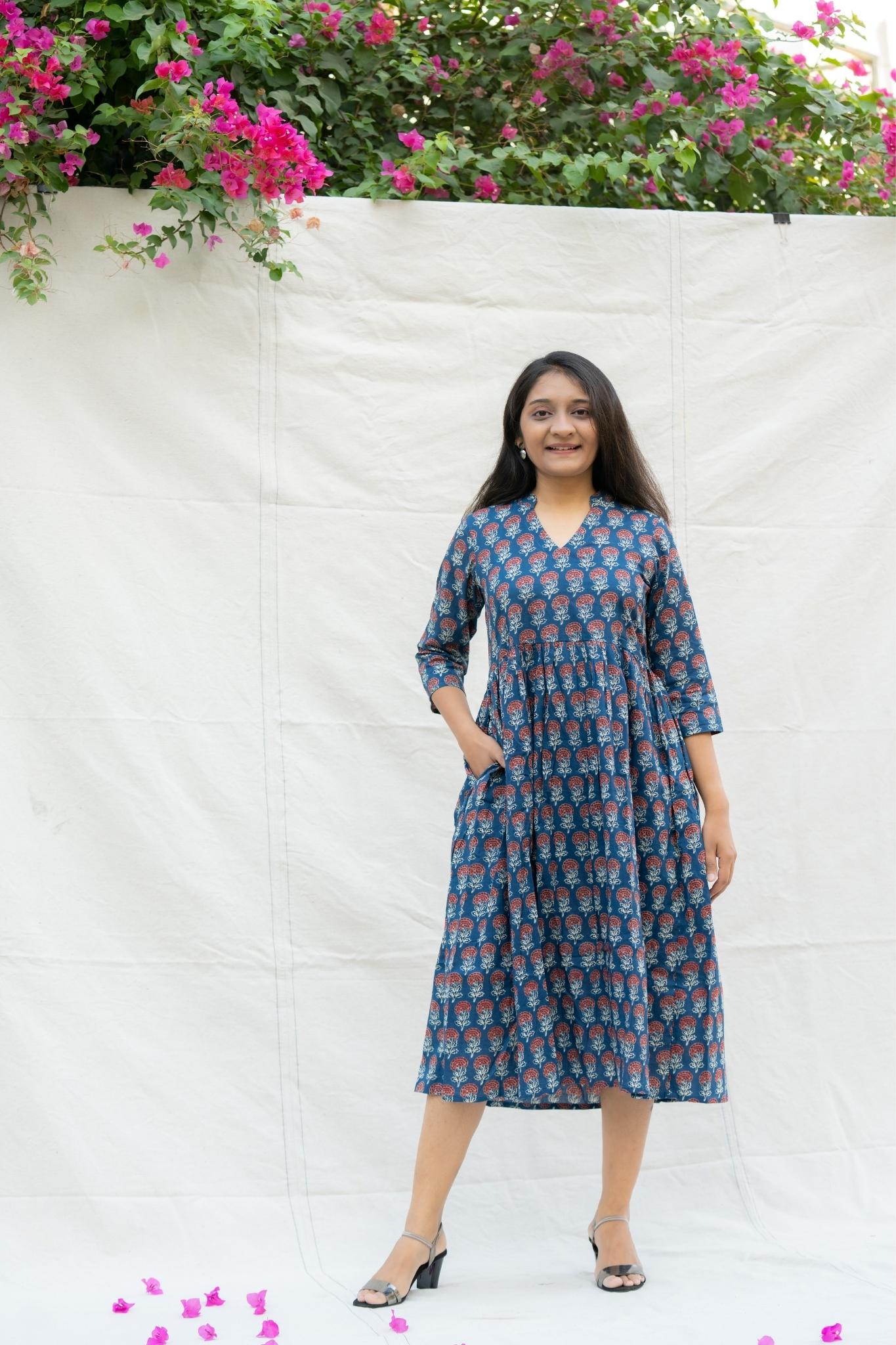 Fitoor Dark Blue Cotton Dress