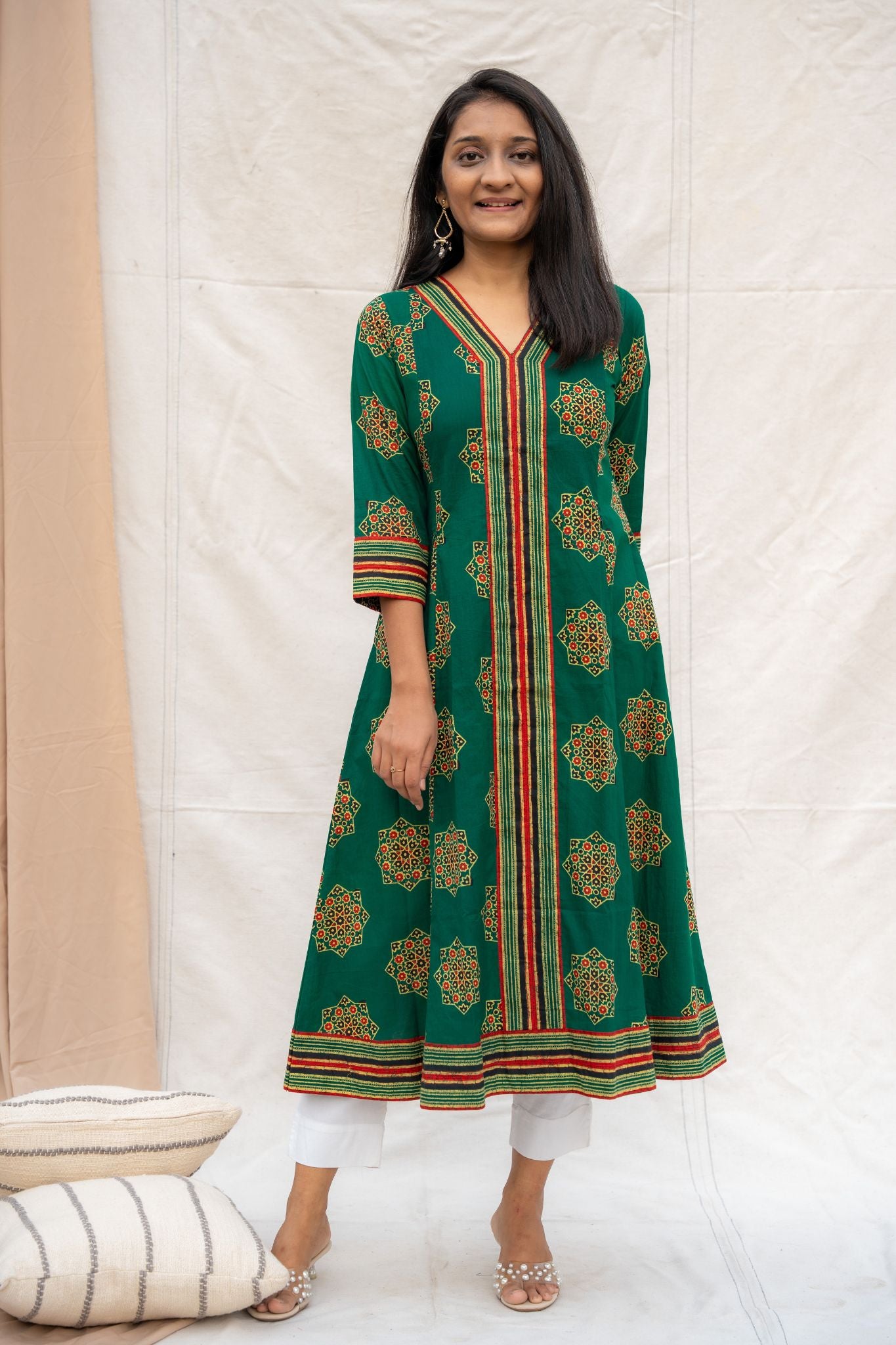 Apsara Green Maternity and Nursing Cotton Kurta