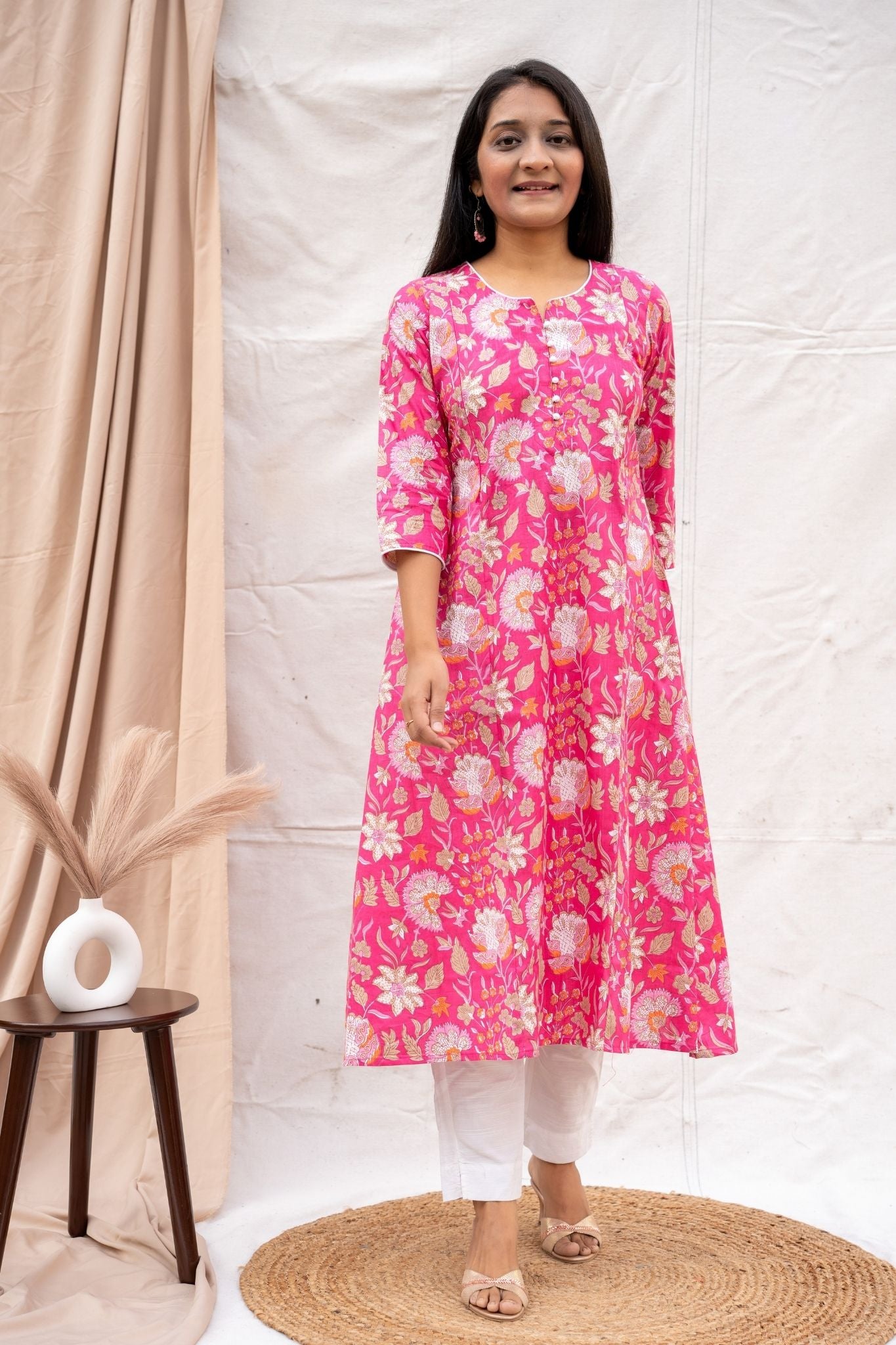 Geet Pink Maternity and Nursing Cotton Kurta