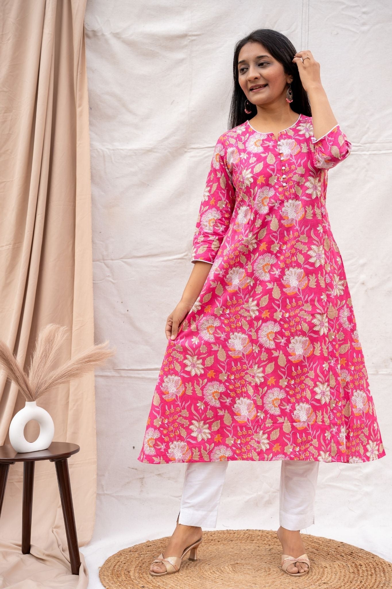 Geet Pink Maternity and Nursing Cotton Kurta