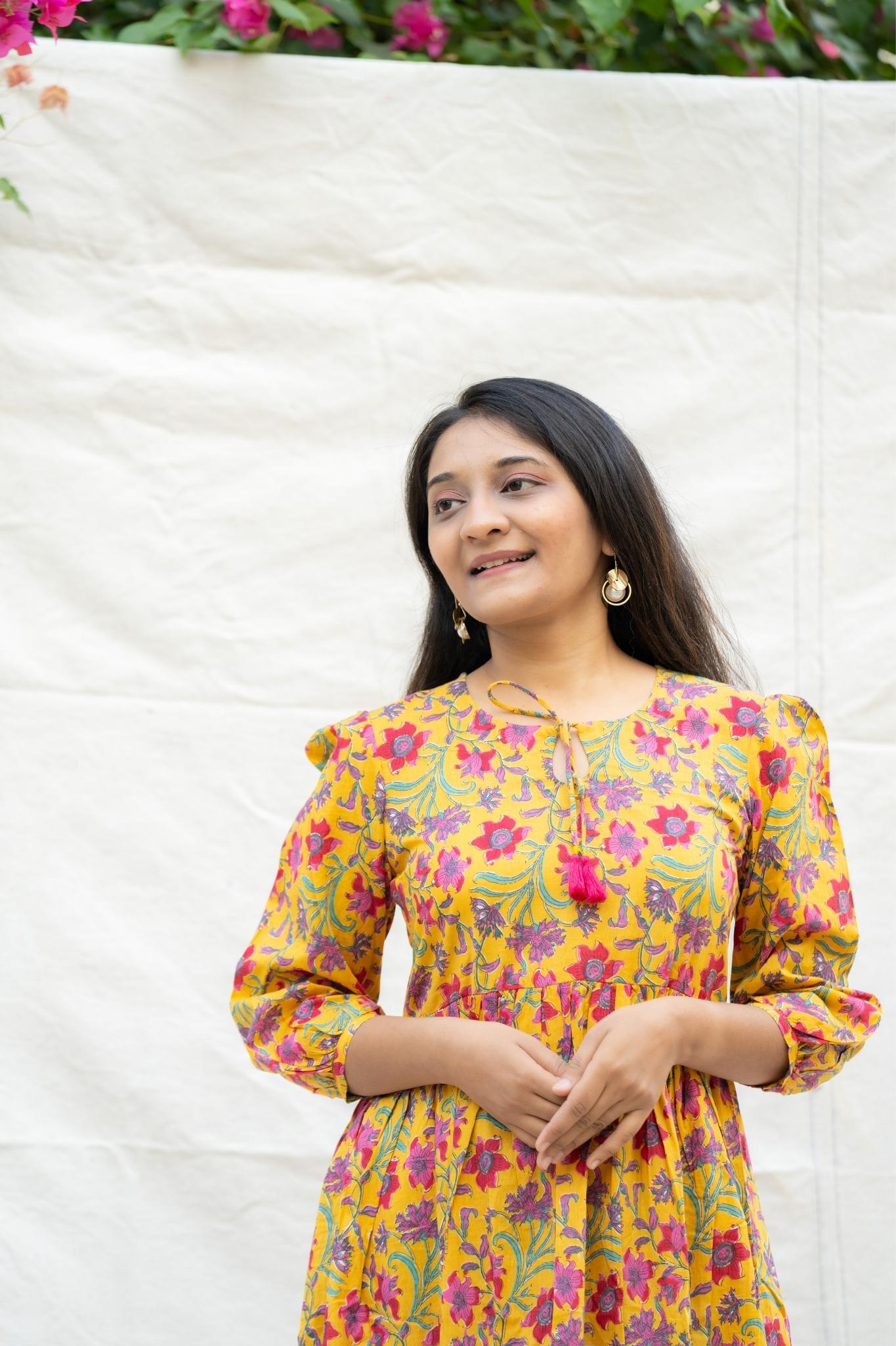 Kesariya Yellow Cotton Dress