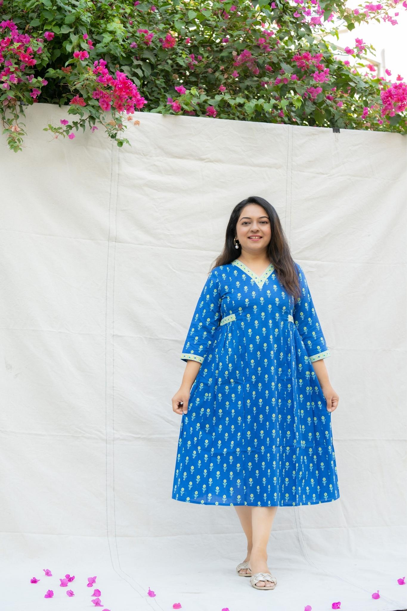Saibo Blue Cotton Dress