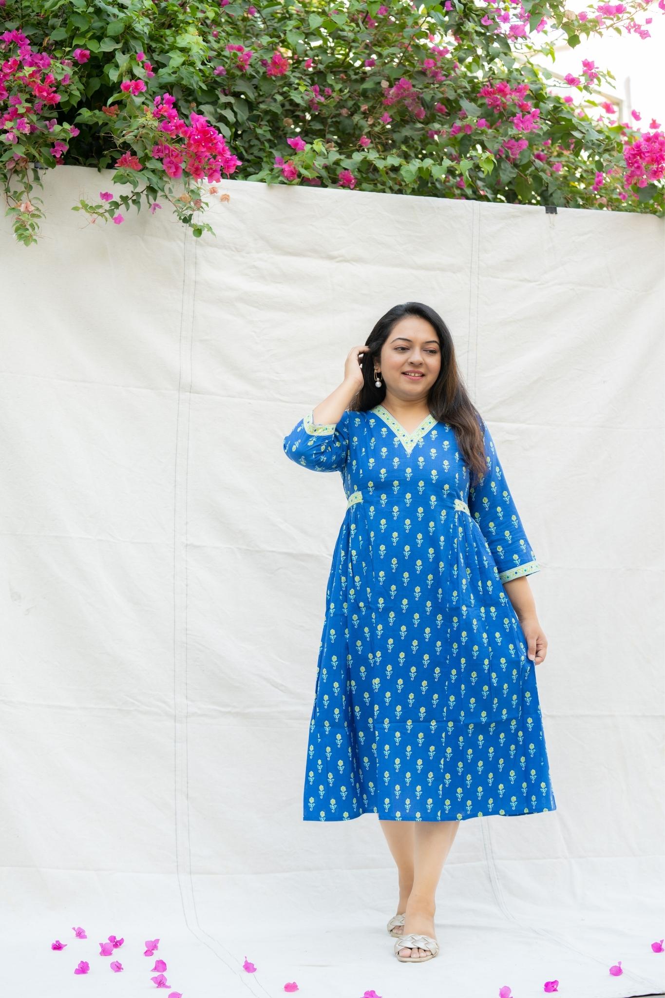 Saibo Blue Cotton Dress