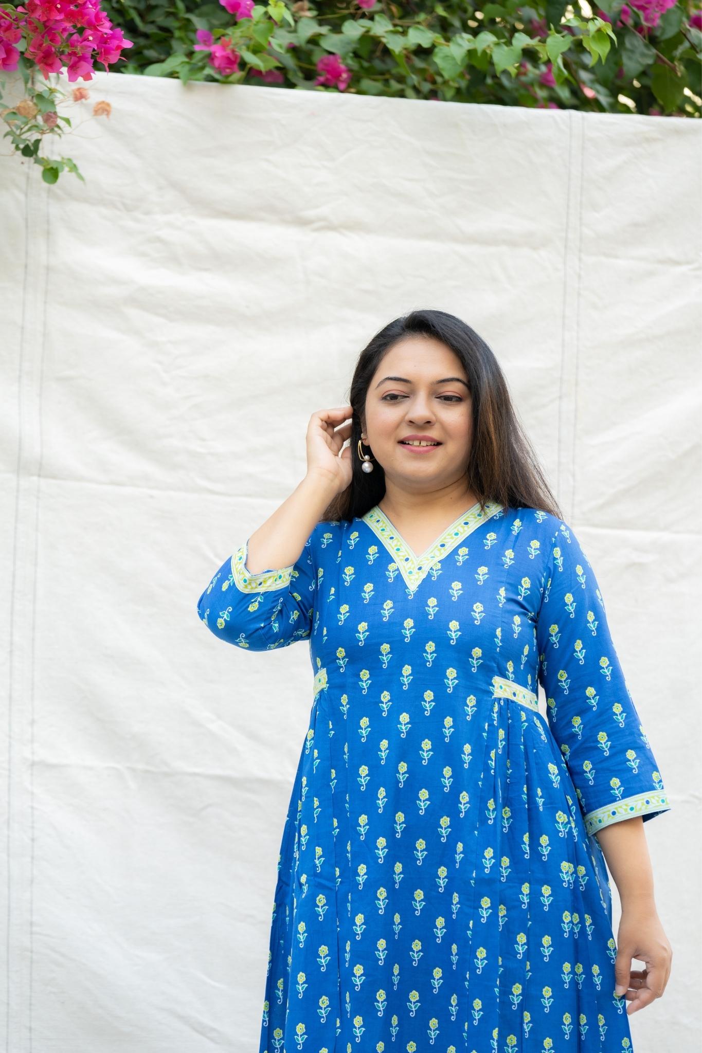 Saibo Blue Cotton Dress