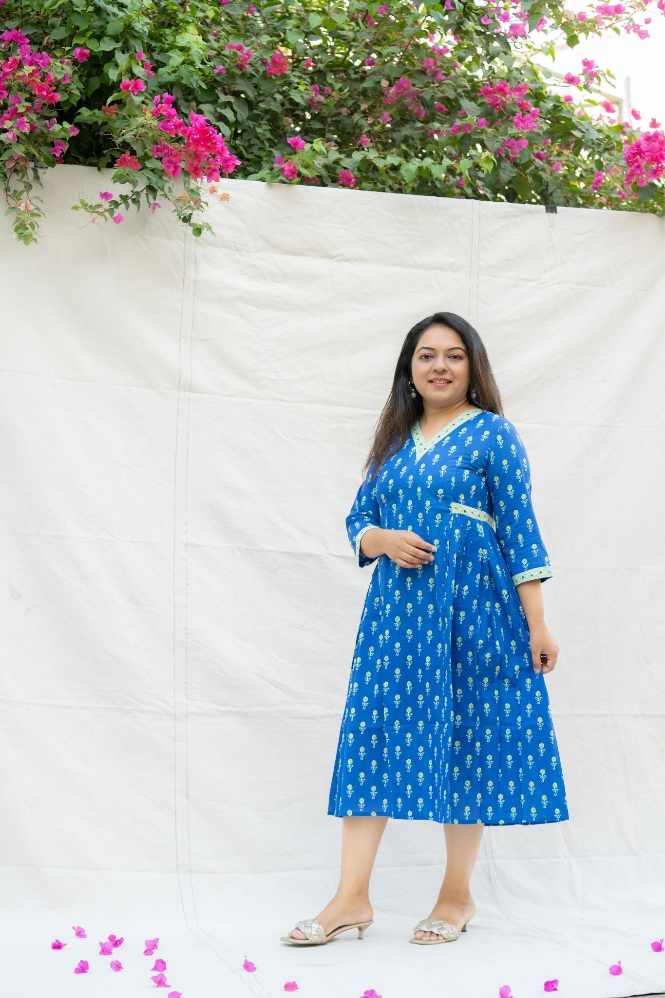 Saibo Blue Cotton Dress