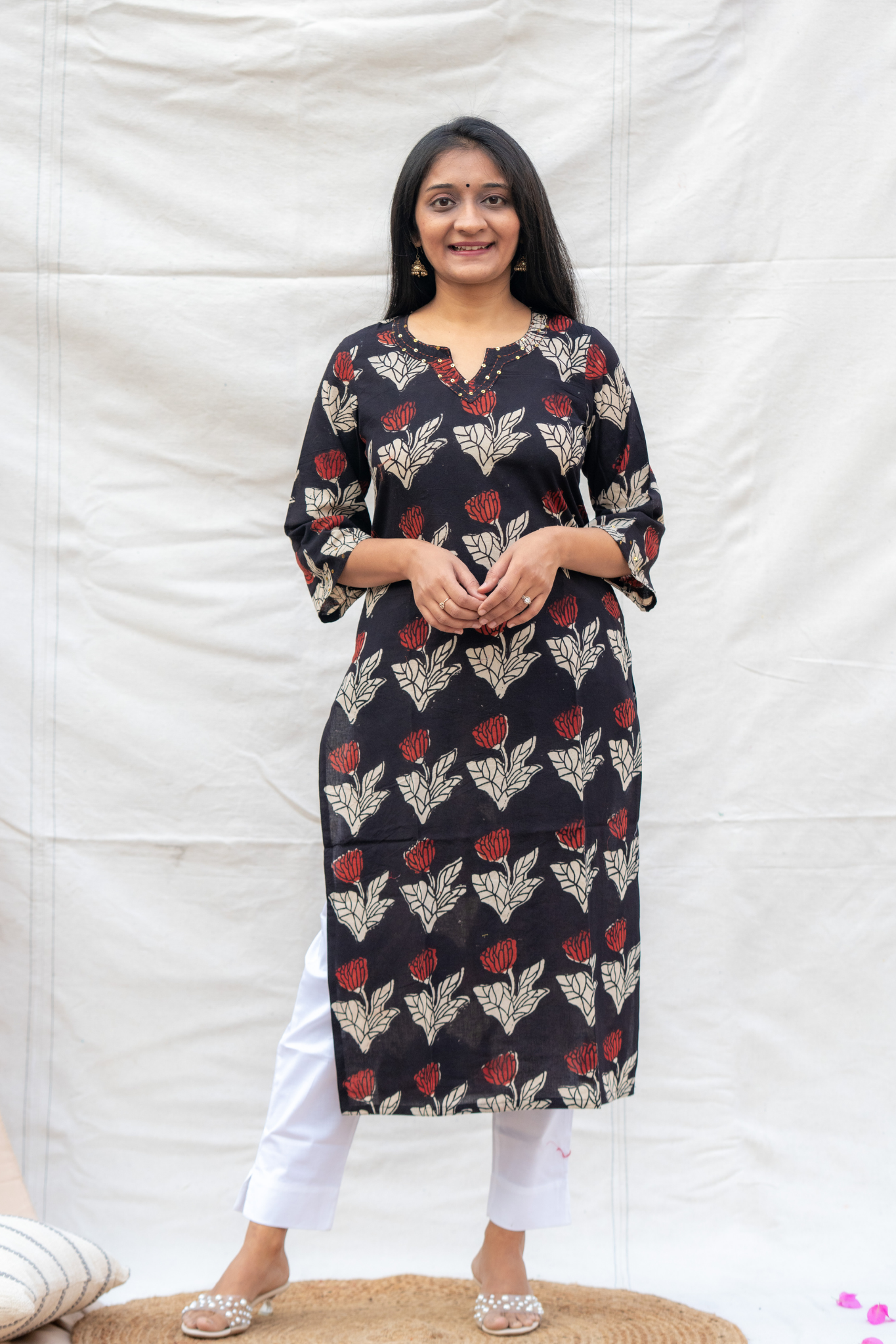 Black Pure Cotton Kurta