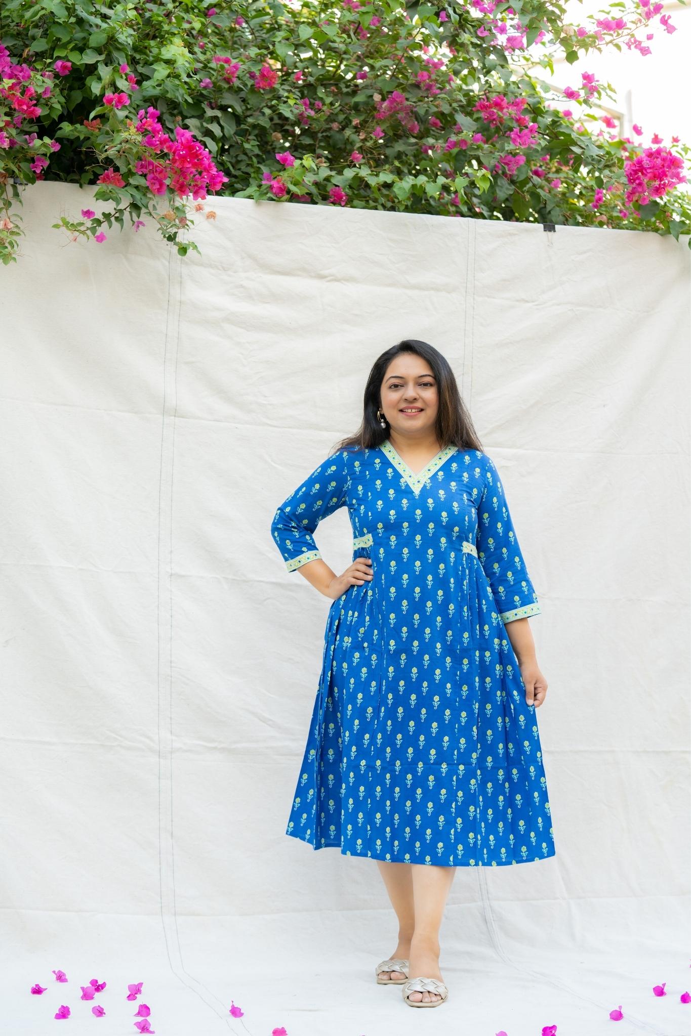 Saibo Blue Cotton Dress