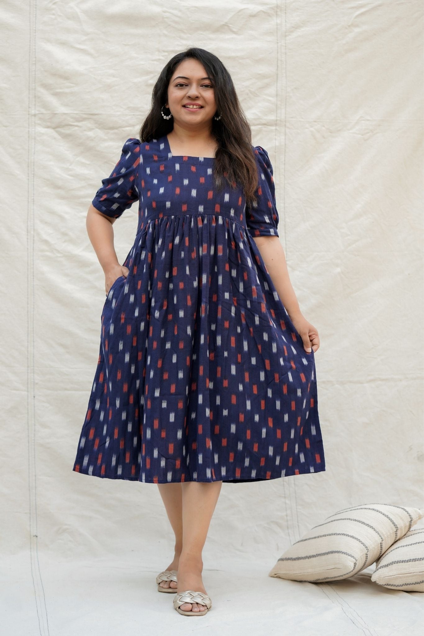 Malang Navy Blue Cotton Dress