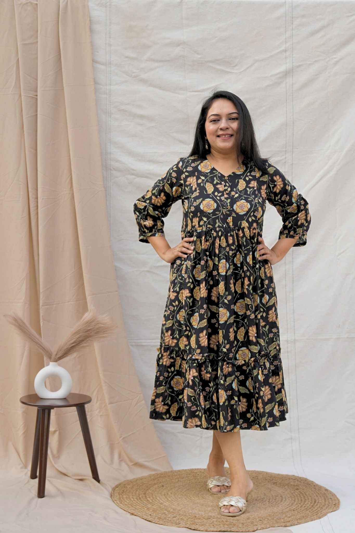 Black Maternity Dress With Gedars