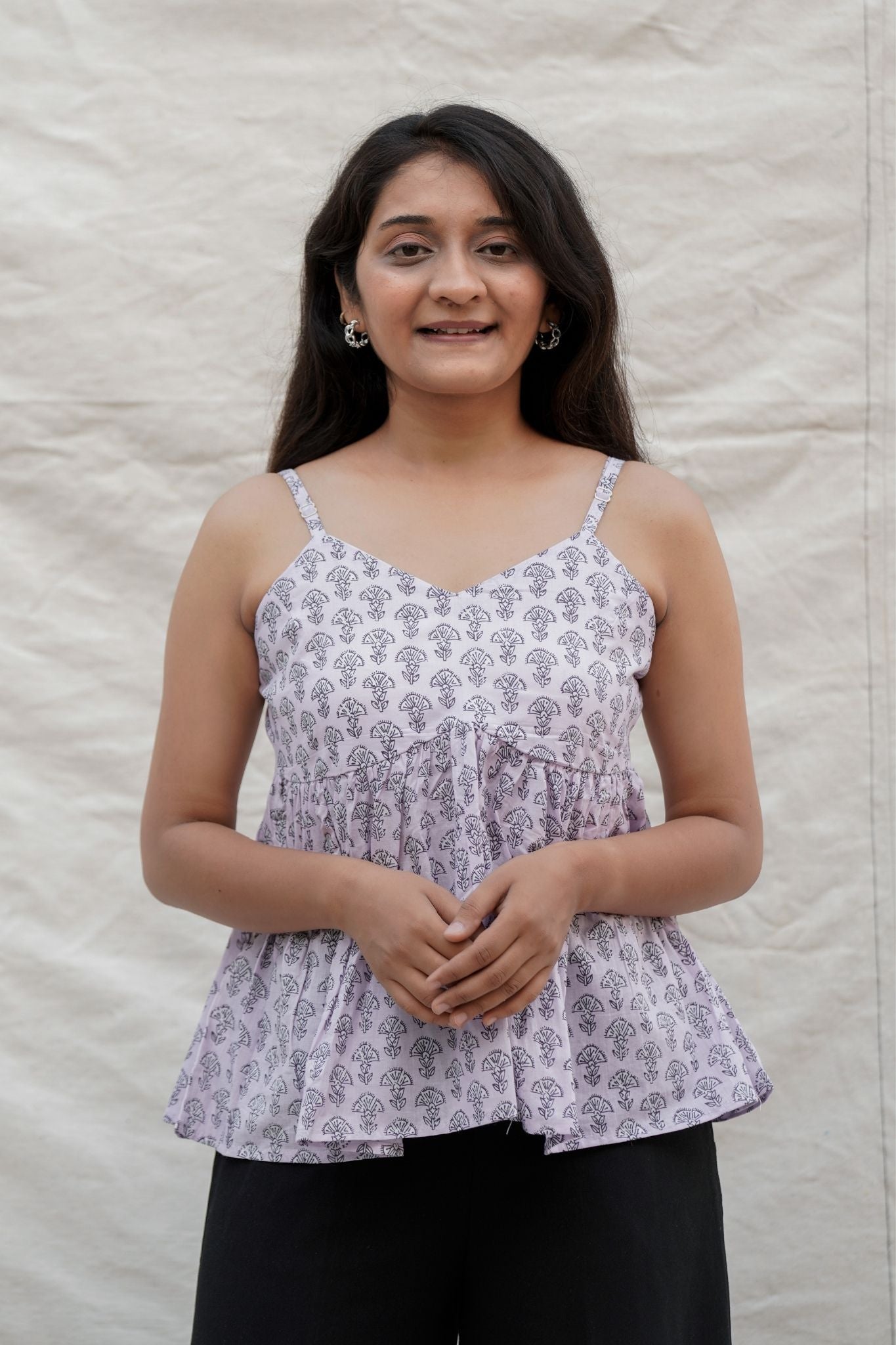 Tinkerbell Purple Floral Spaghetti Cotton Top