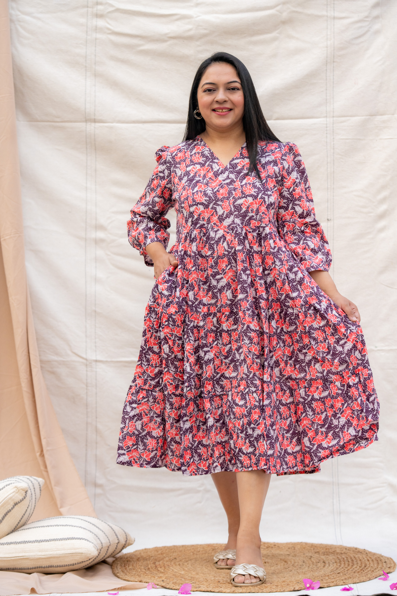 Purple Maternity dress With Pocket