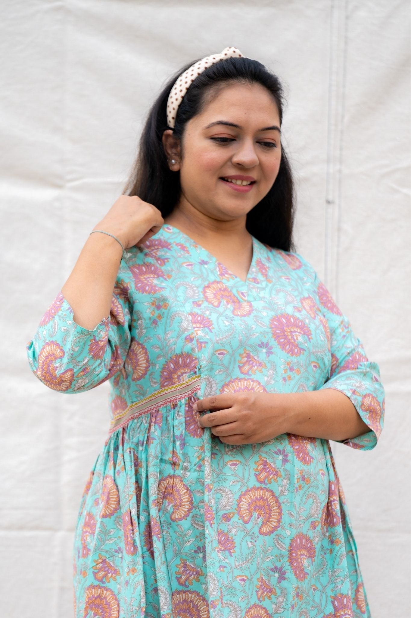 Pihu Light Blue Maternity and Nursing Cotton Lounge Wear Set