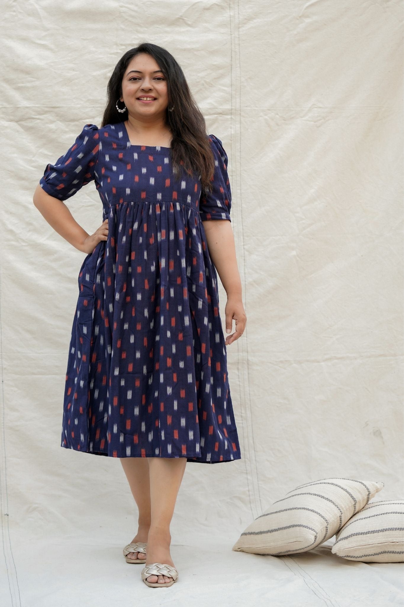 Malang Navy Blue Cotton Dress