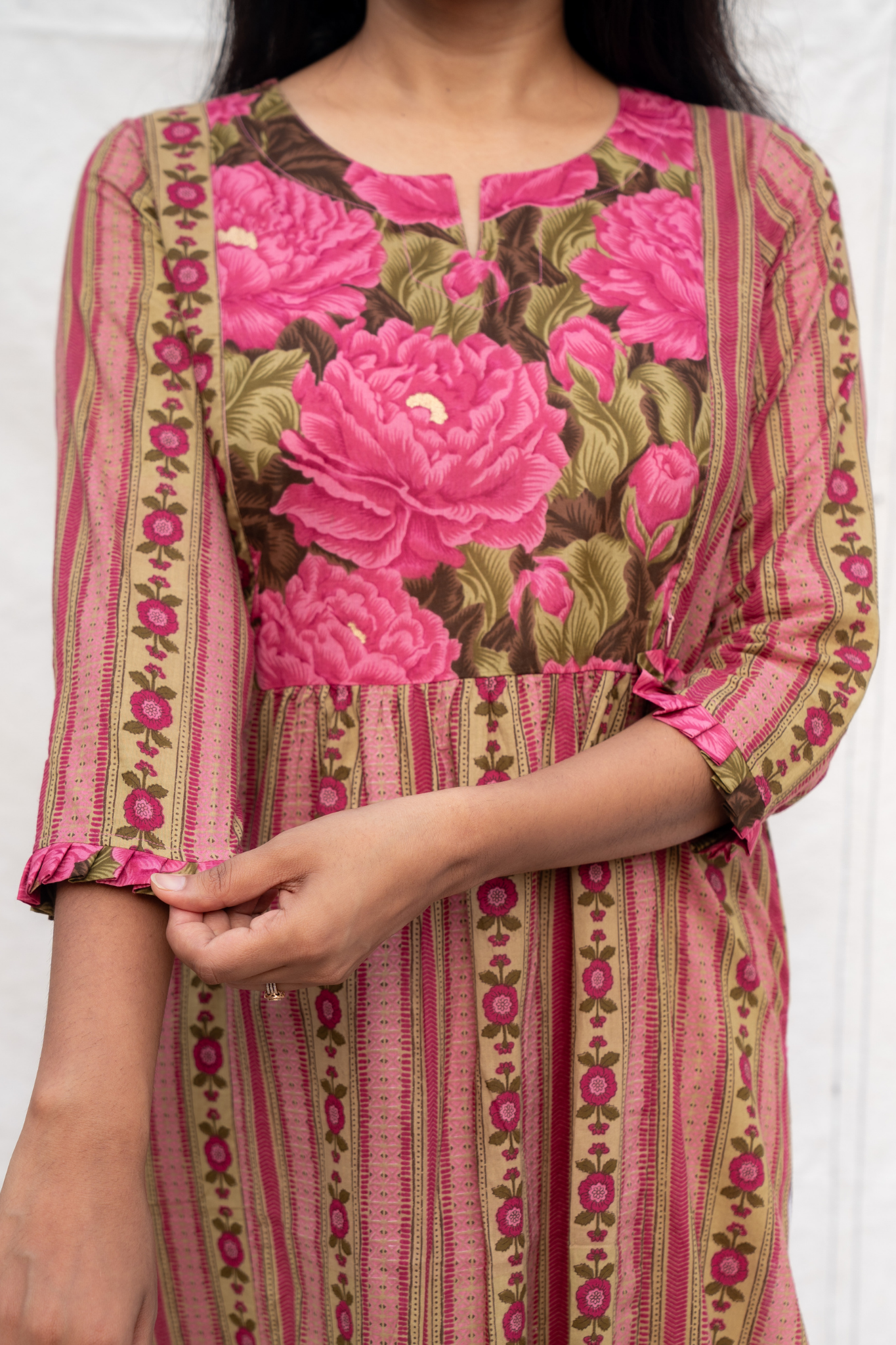 Kavya Pink Maternity and Nursing Cotton Kurta