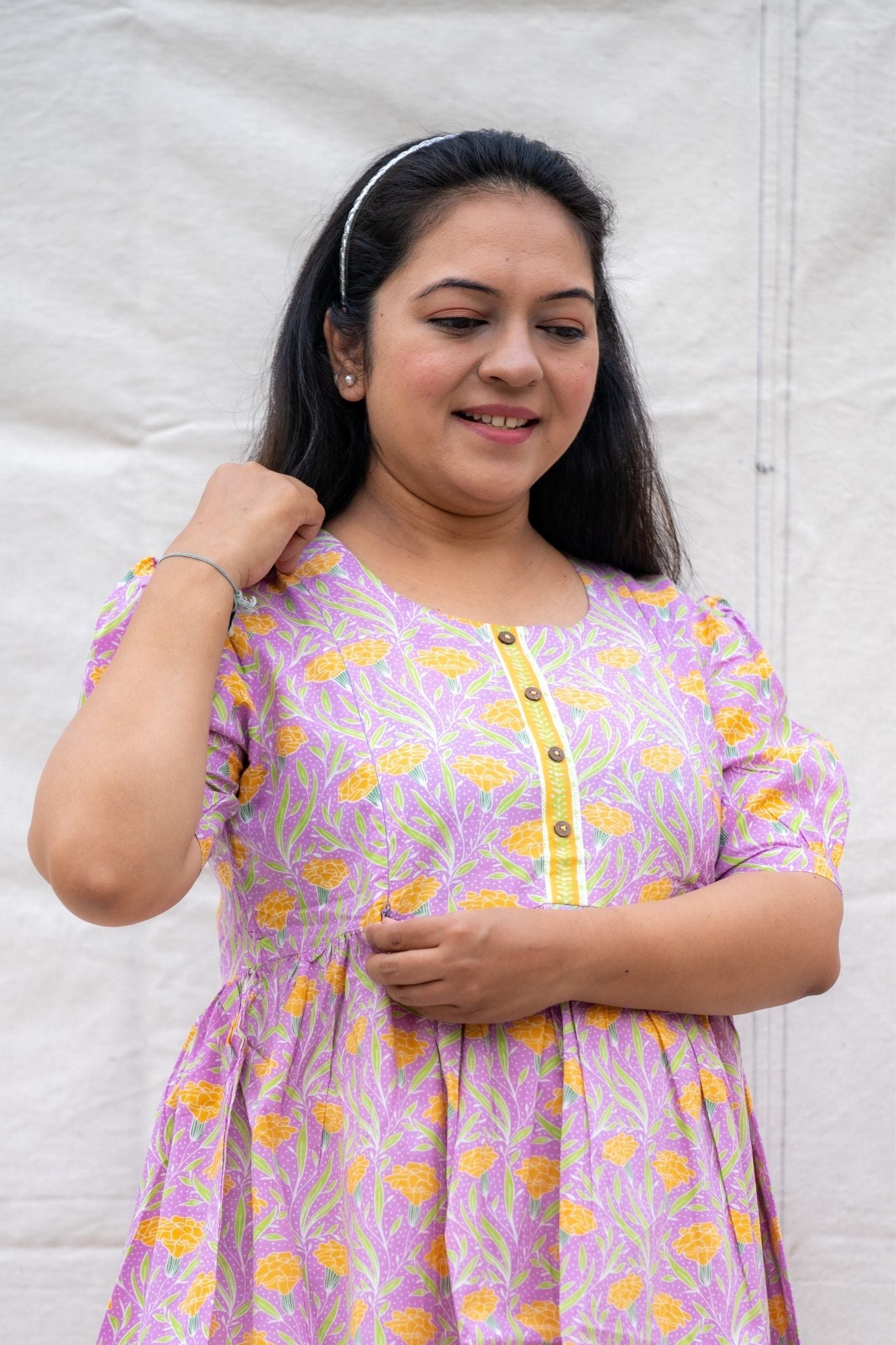 Titli Light Purple Maternity and Nursing Cotton Lounge Wear Set