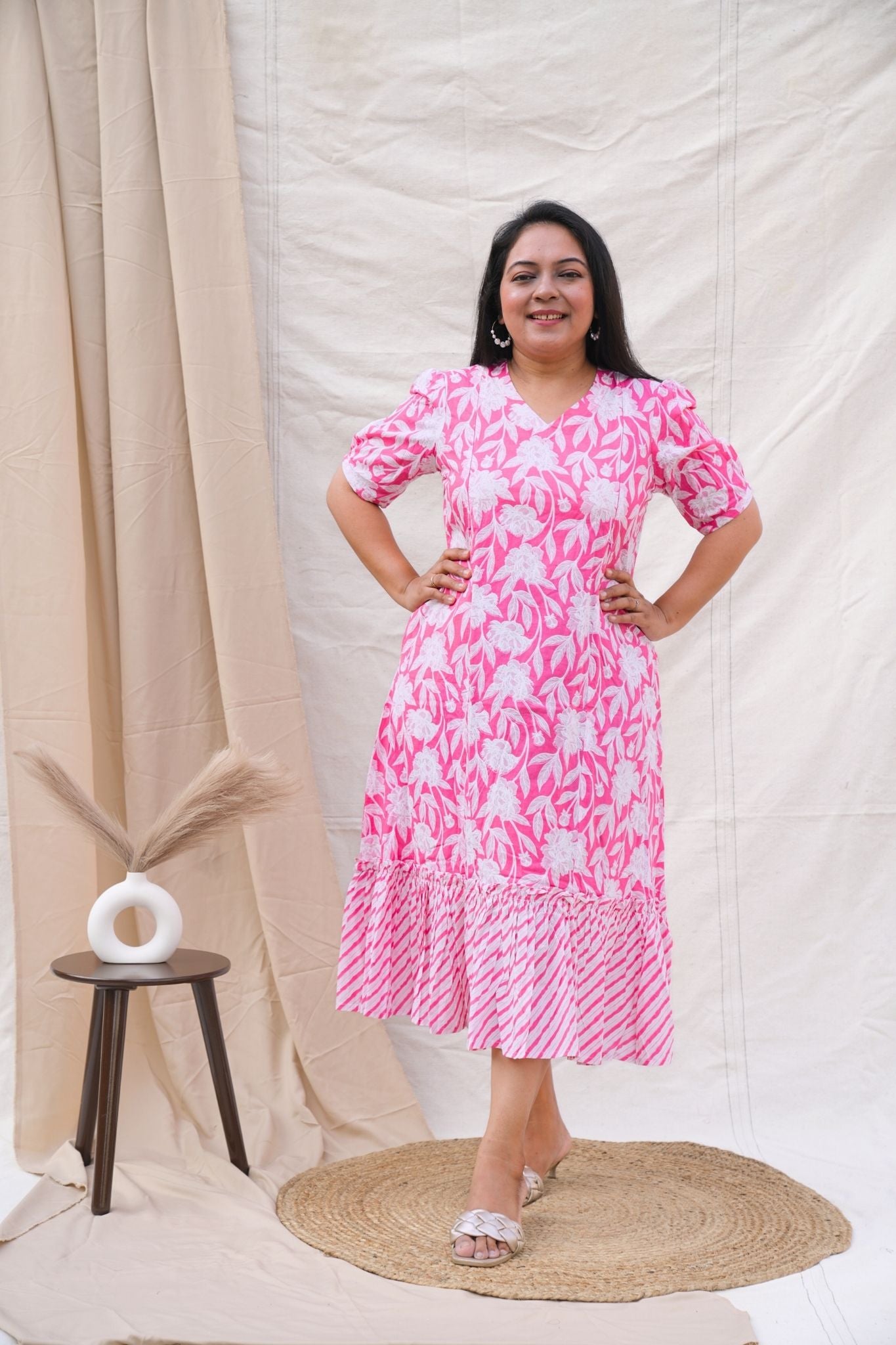 Pink Maternity dress v neck