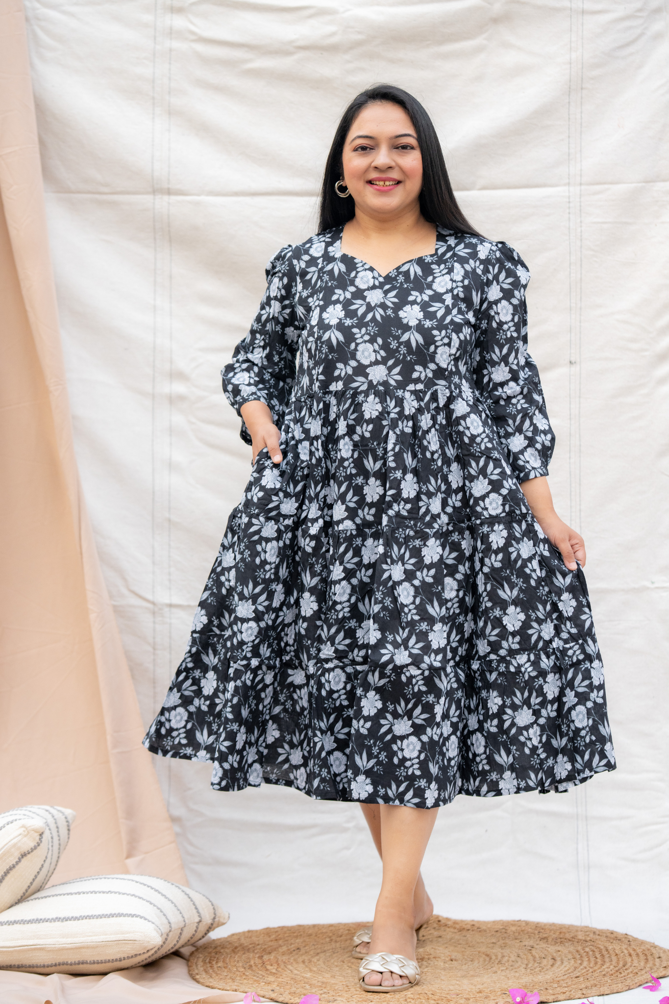 Black Maternity Dress With Pocket