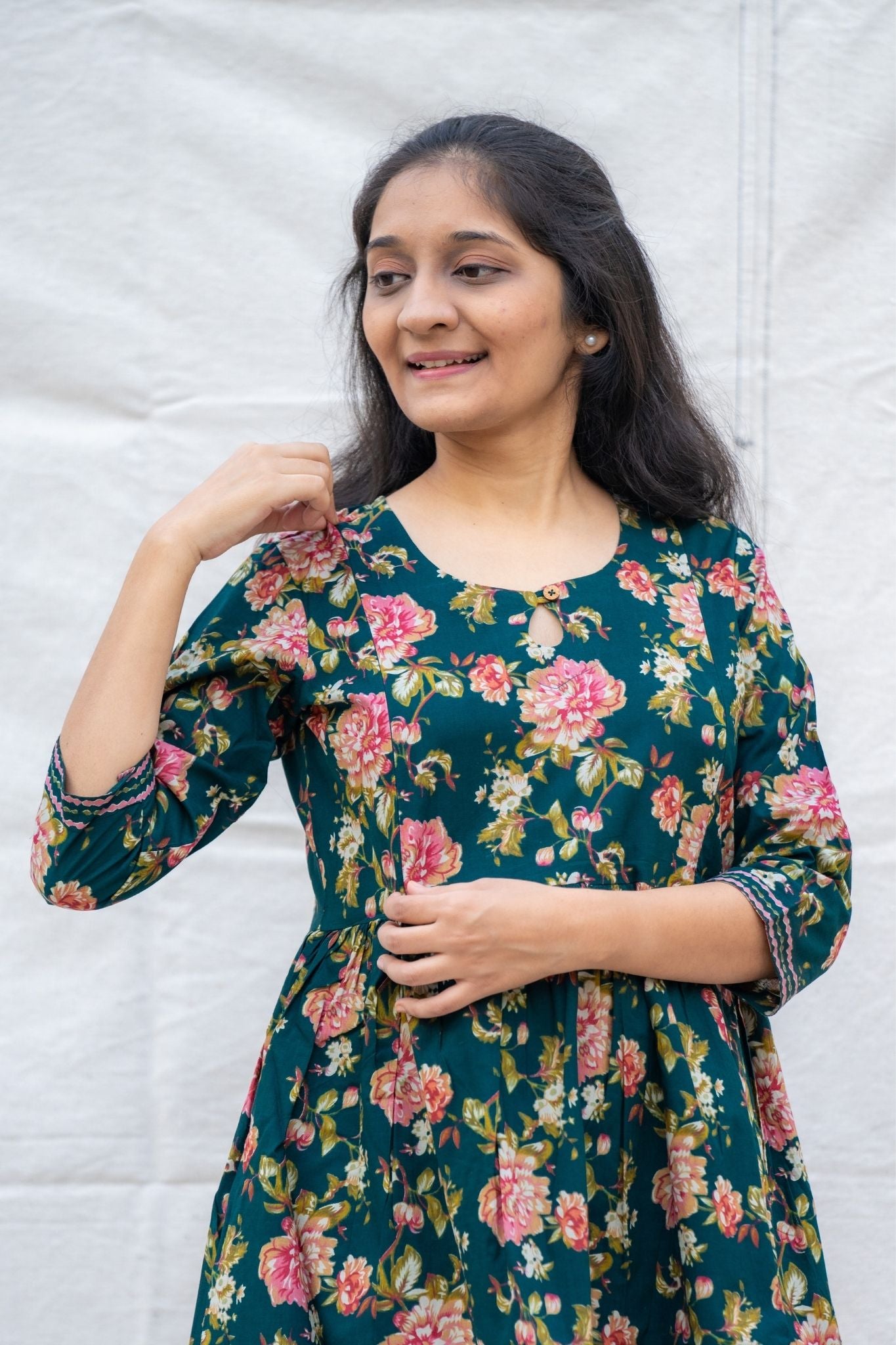 Feeding friendly cotton lounge wear with 2 concealed zipper on sides