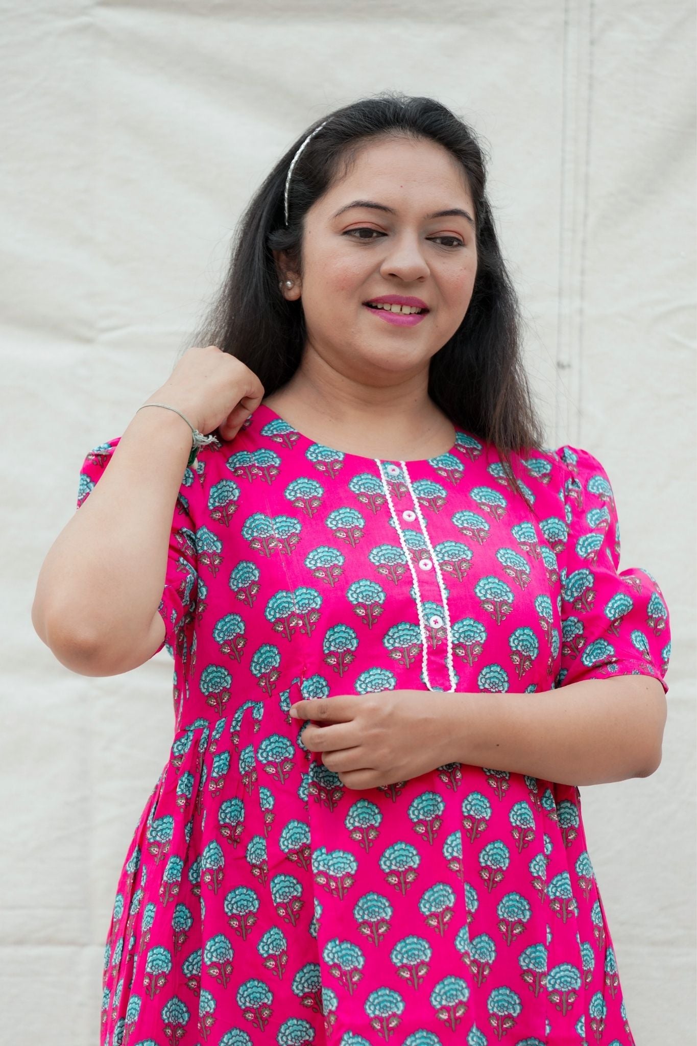 Rani Dark Pink Materinty and Nursing Cotton Lounge Wear Set