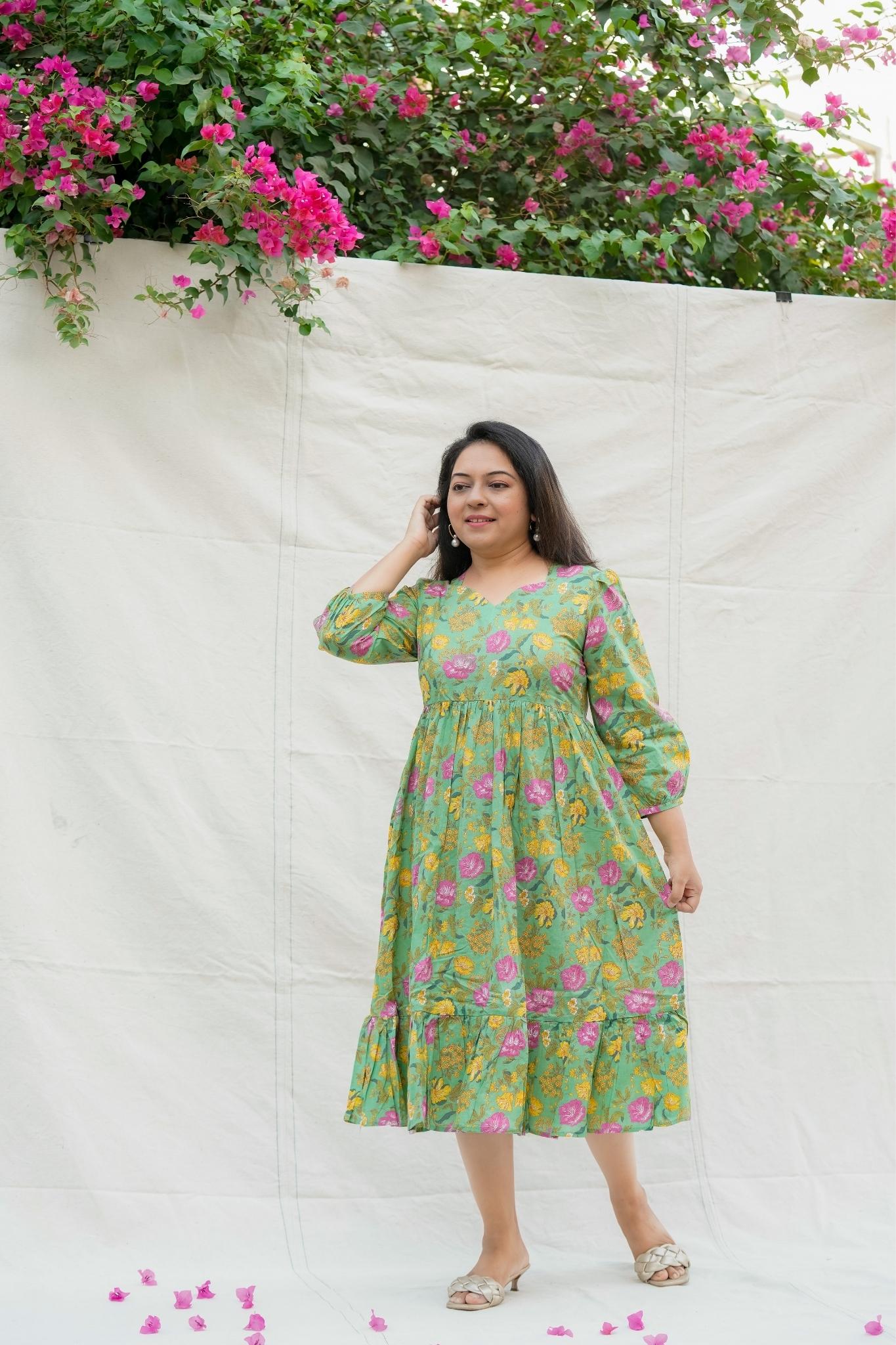 Raabta Green Cotton Dress