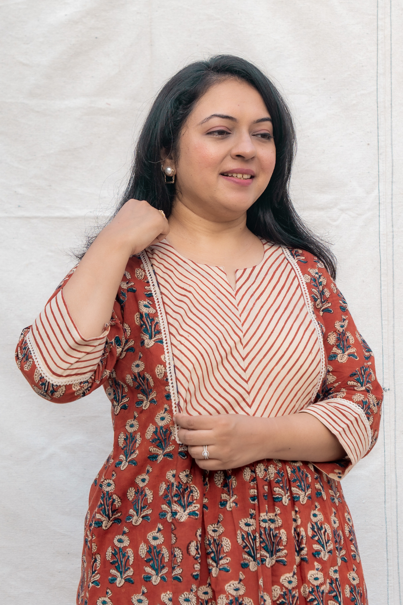 Urja Rust Maternity and Nursing Cotton Kurta