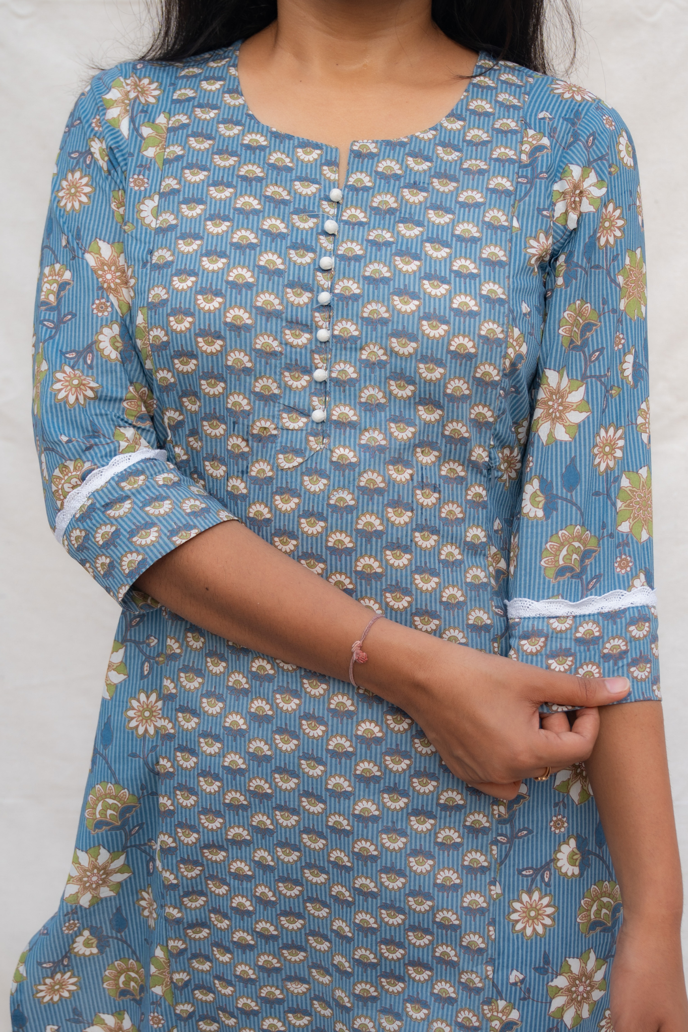 Reva Blue Maternity and Nursing Cotton Kurta