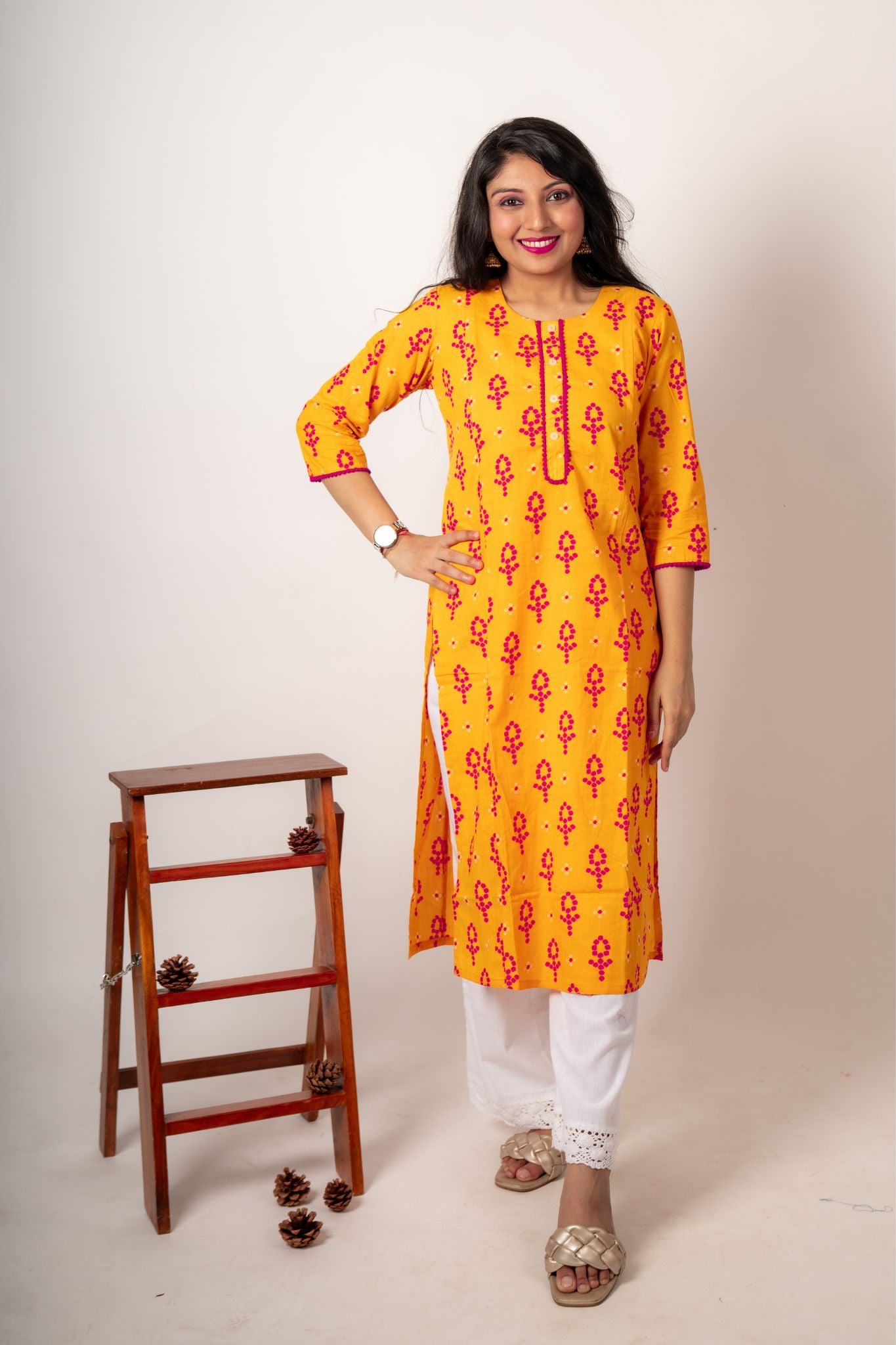 Yellow Straight Cut Maternity Kurta