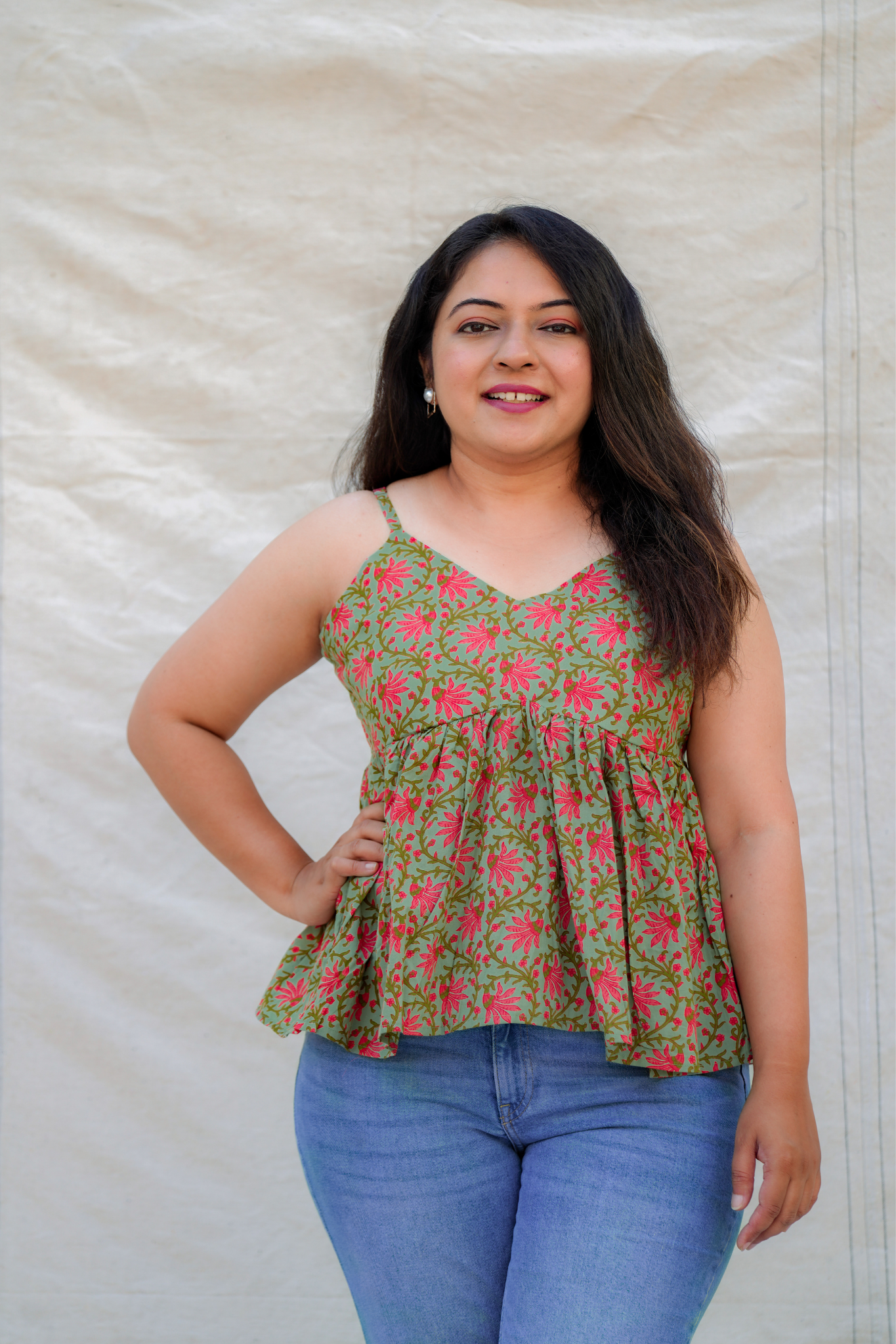 sleeveless spaghetti cotton top