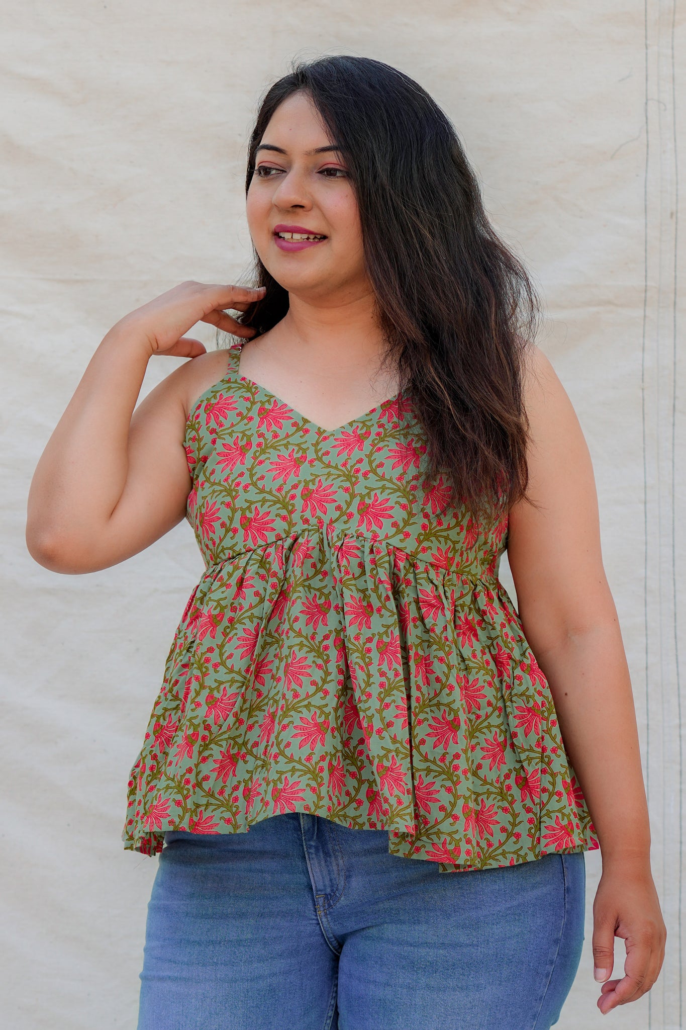 sleeveless spaghetti cotton top adjustable strap