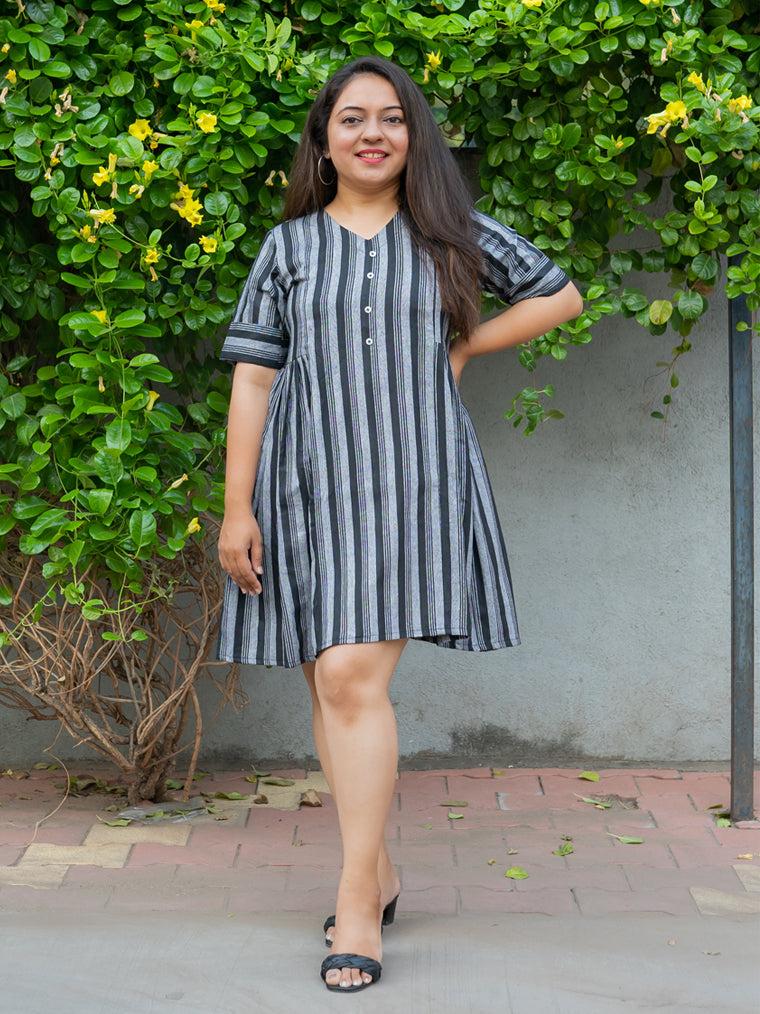 Night Sky Black Cotton Dress