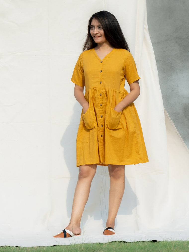 Rock 'n' Roll Yellow Cotton Dress