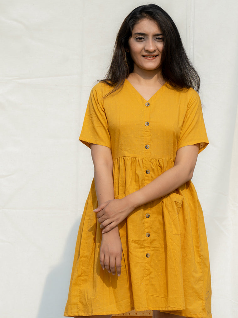Rock 'n' Roll Yellow Cotton Dress