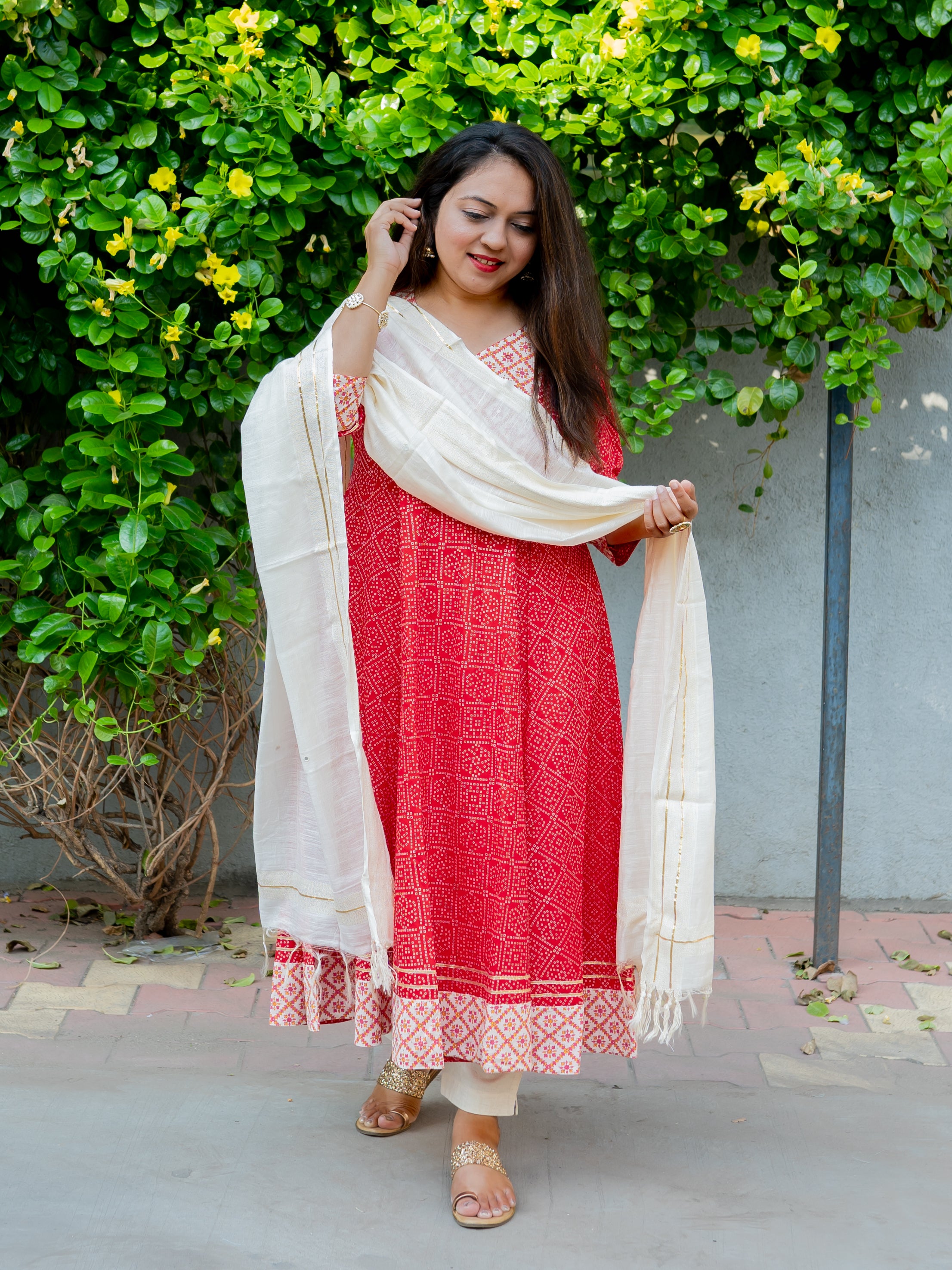 Sunehri Cotton Kurta with Dupatta