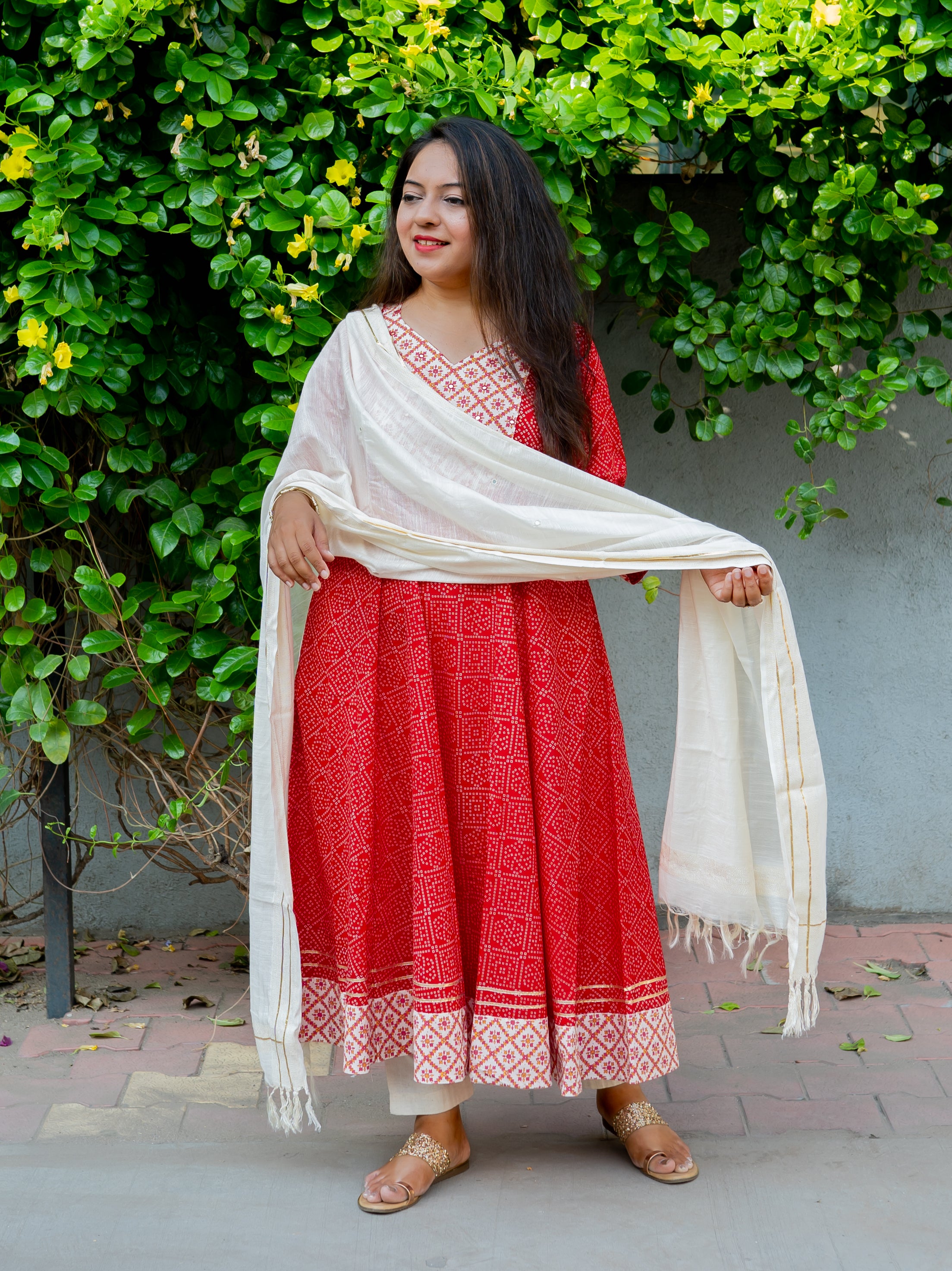 Sunehri Cotton Kurta with Dupatta
