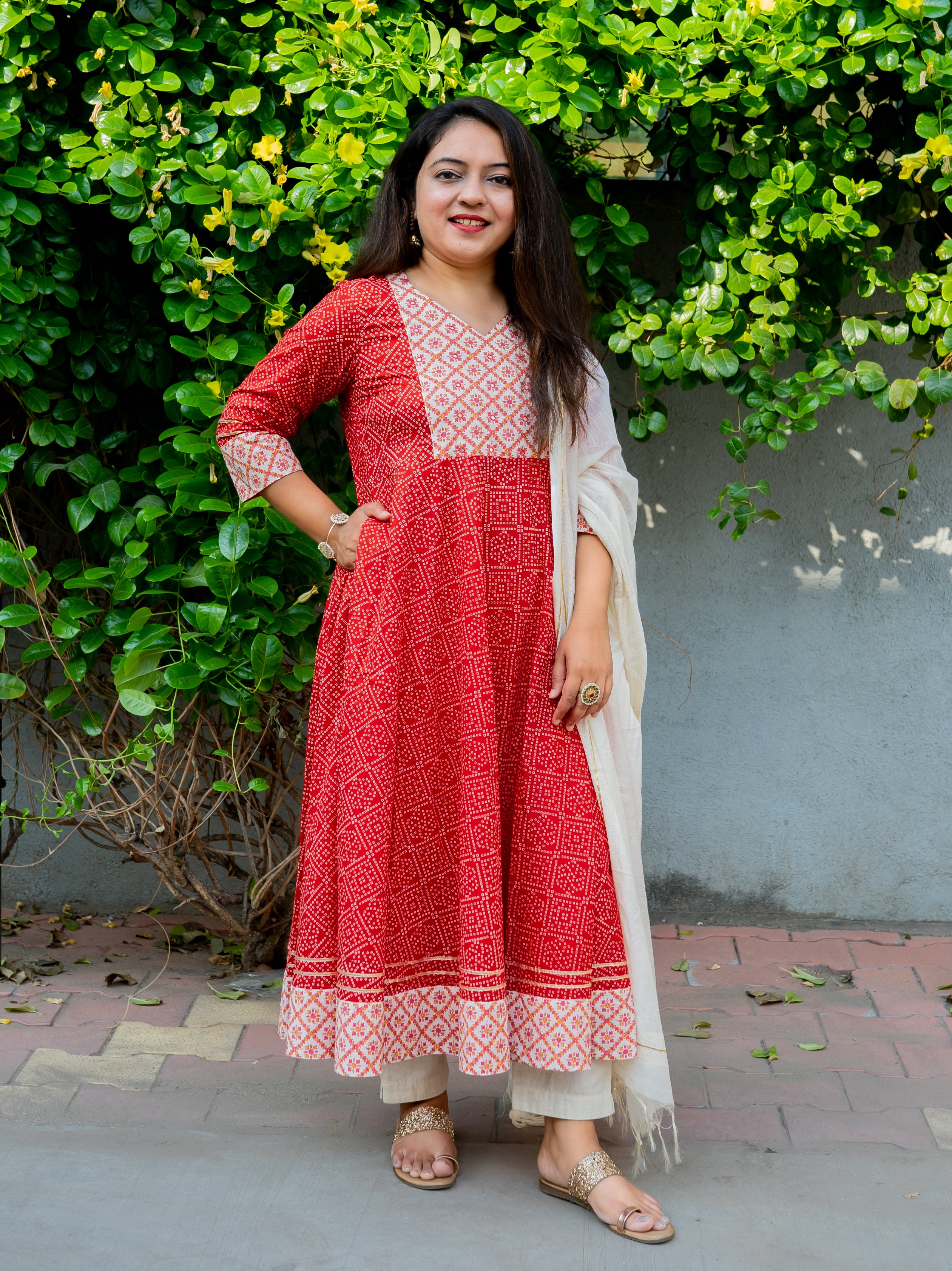 Sunehri Cotton Kurta with Dupatta