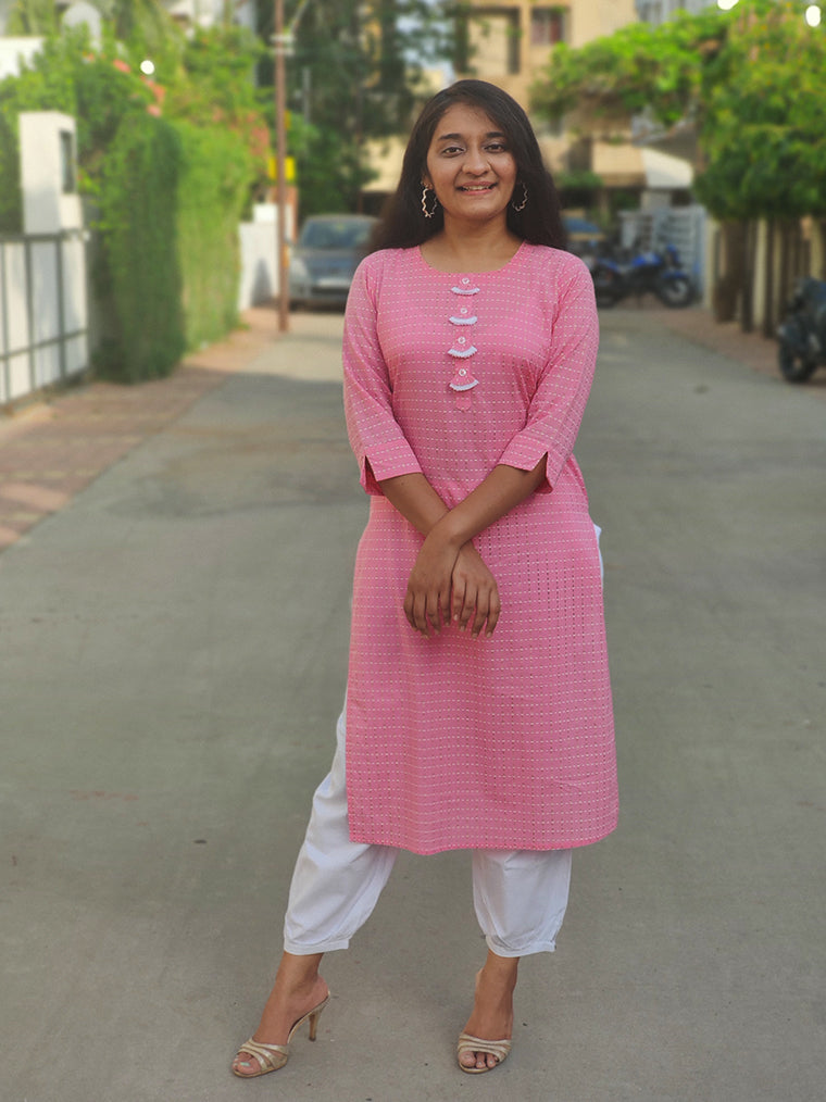 Candy Floss Pink Straight Cut Cotton Kurta