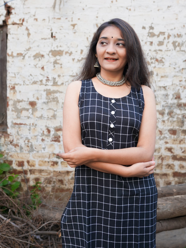 Checkerboard Cotton Kurta