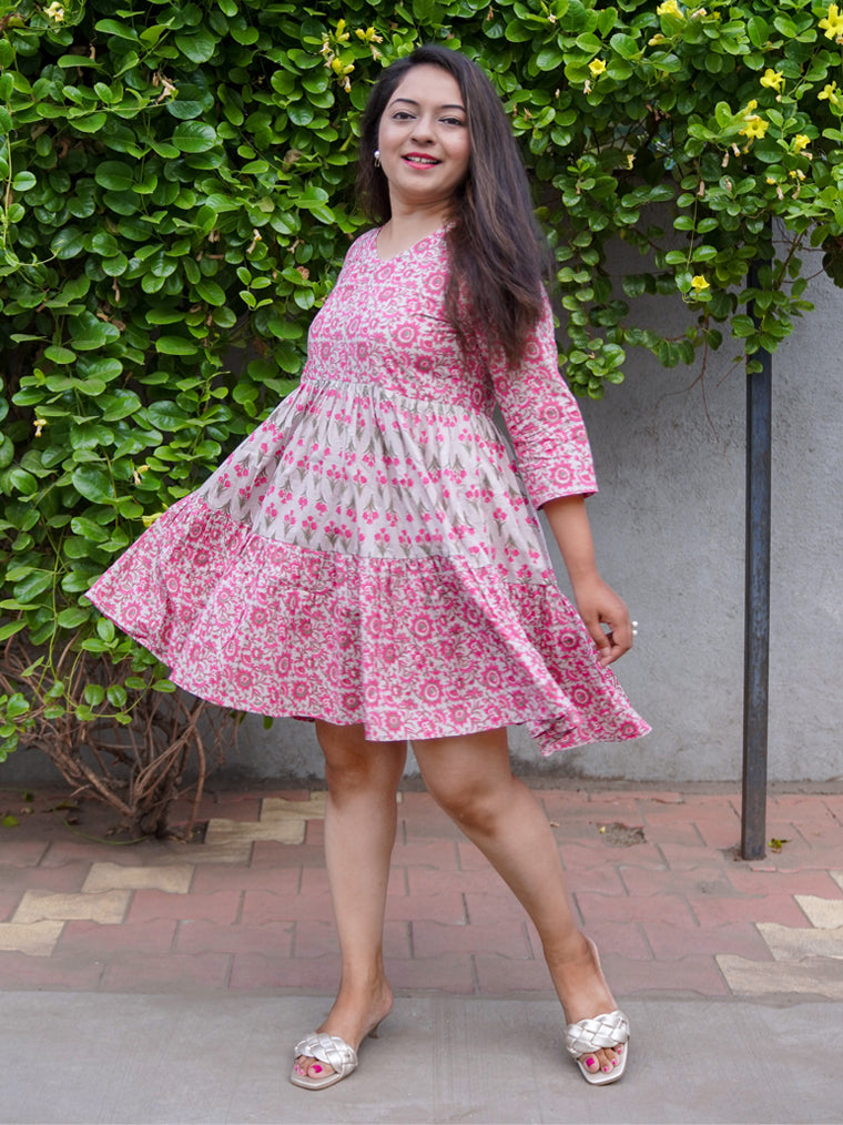 Leher Pink Cotton Dress