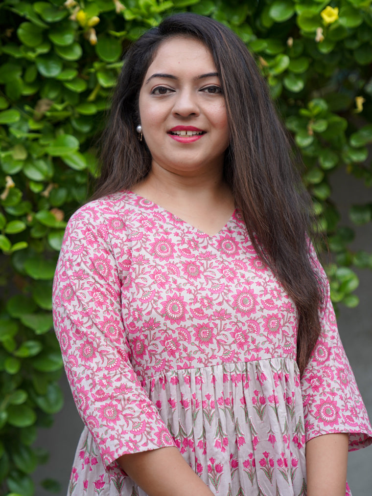 Leher Pink Cotton Dress