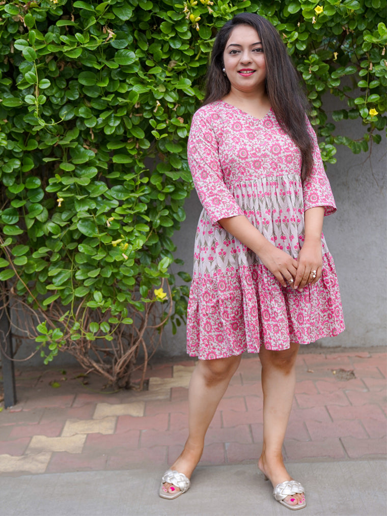 Leher Pink Cotton Dress