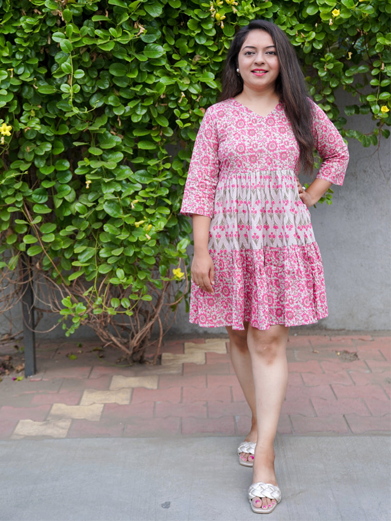 Leher Pink Cotton Dress