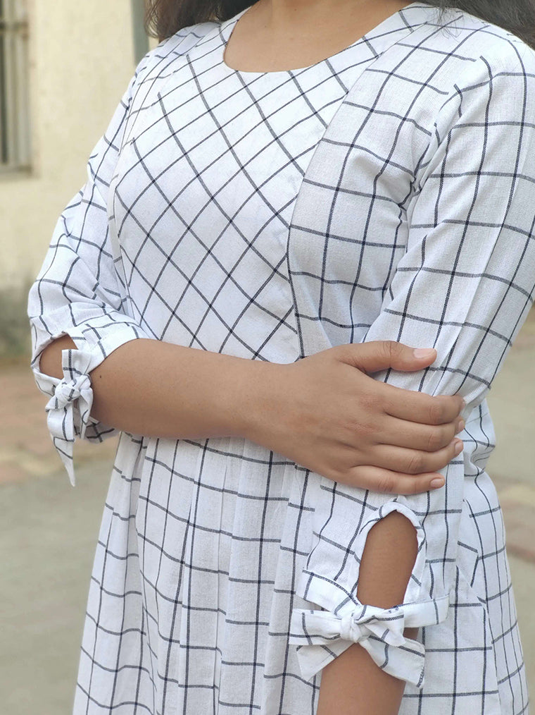 Geometry White Midi Cotton Dress