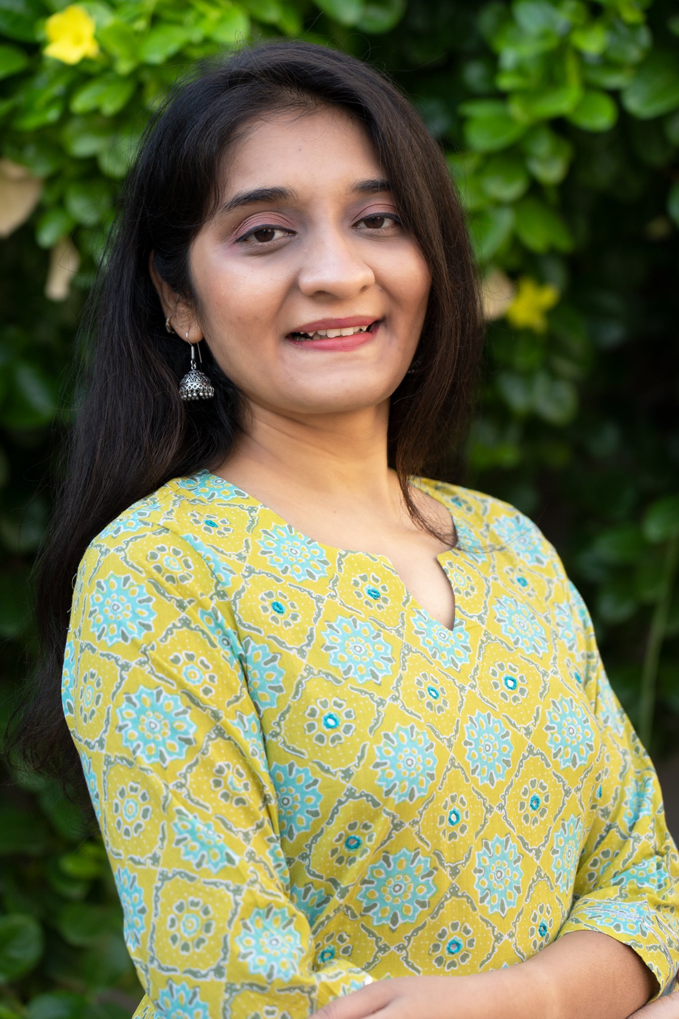 Khushboo Green Floral Straight Cut Cotton Kurta