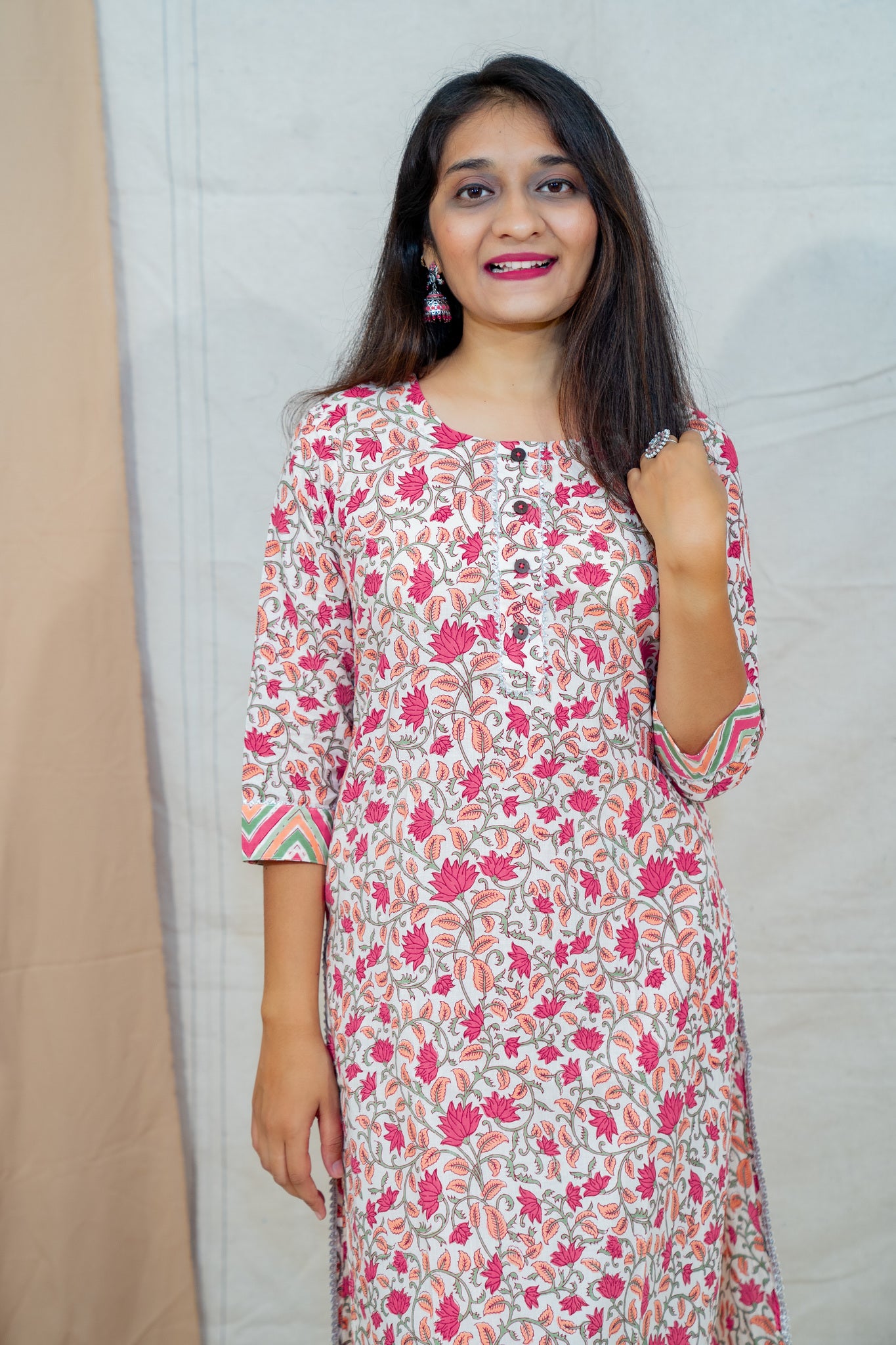 Paint & Brush Pink Cotton Kurta and Pant Set