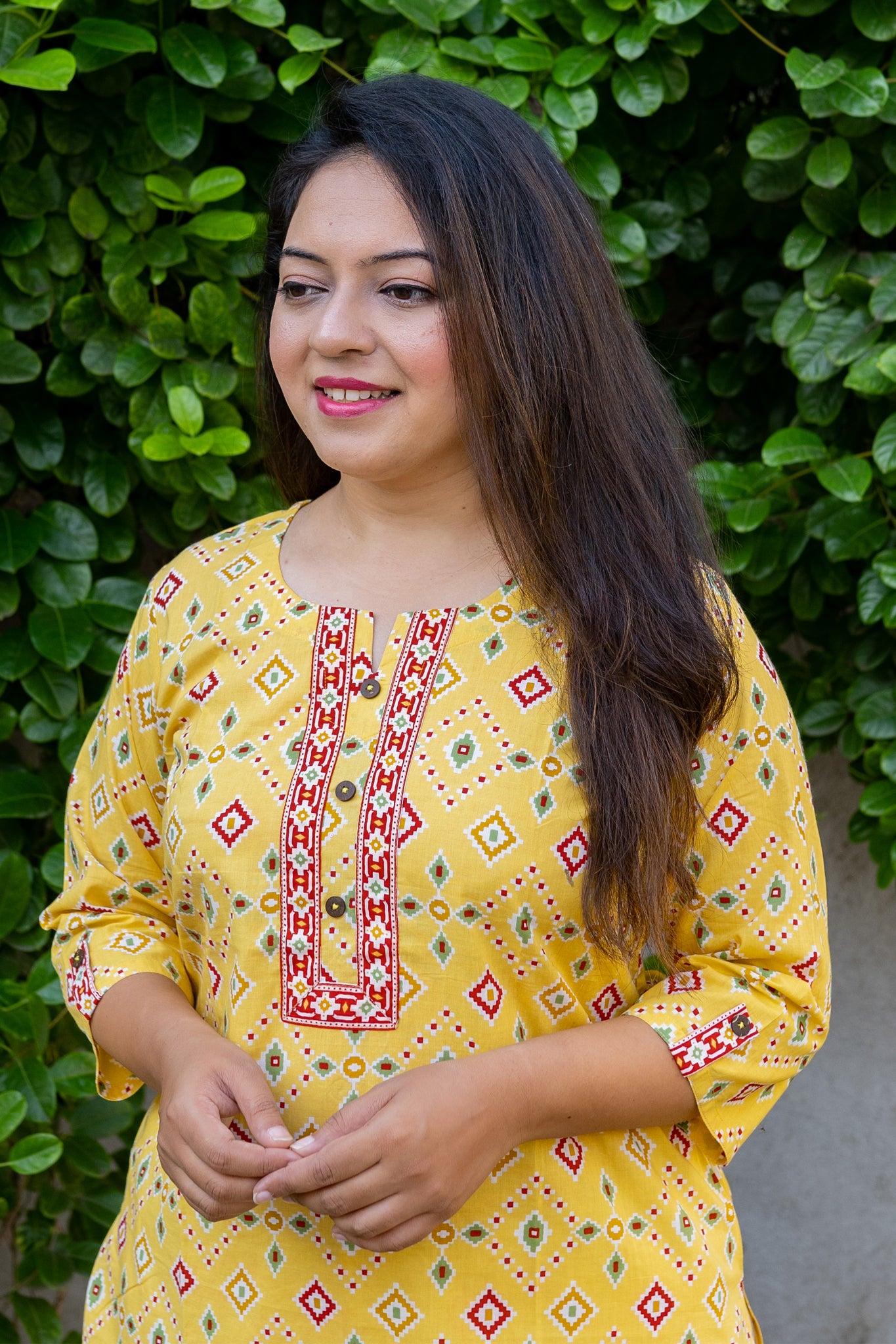 Rangeela Yellow Floral Straight Cut Cotton Kurta